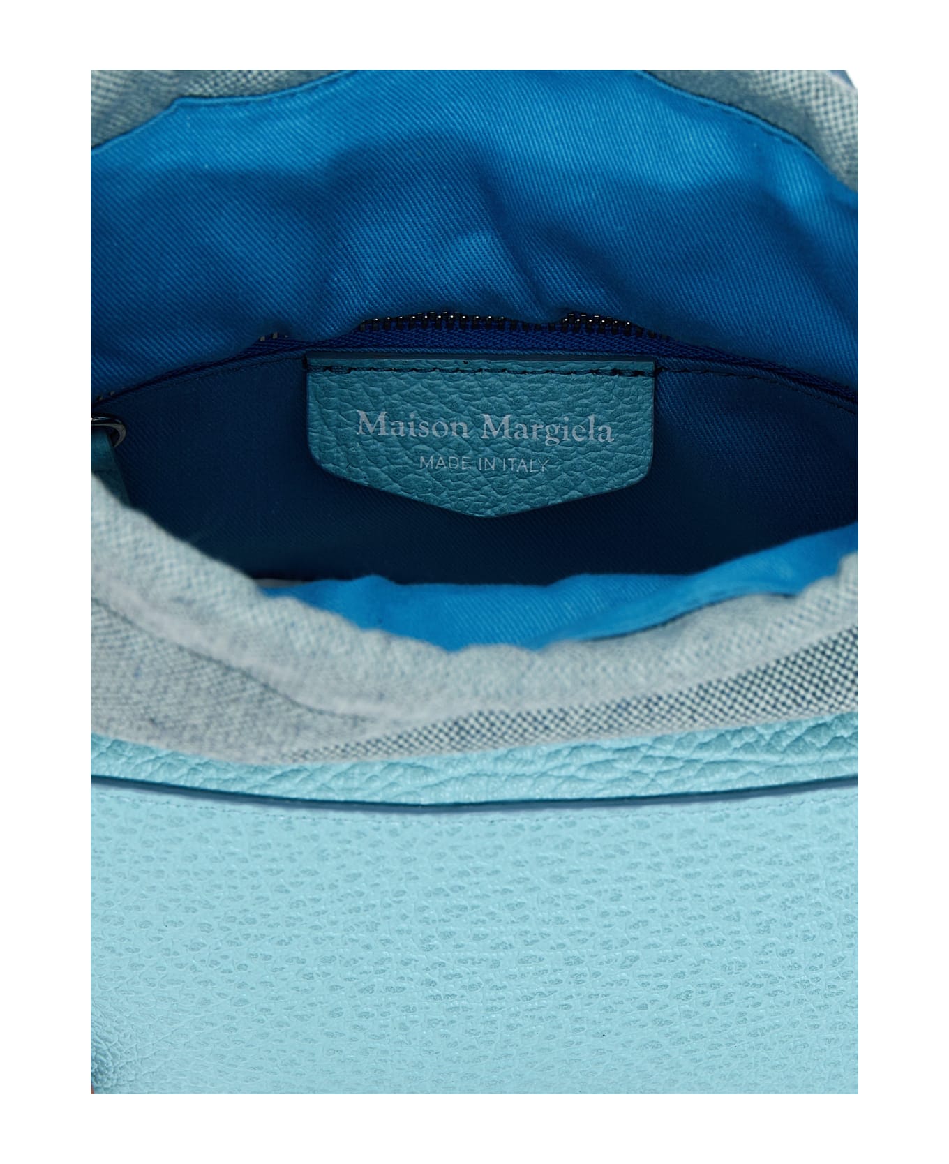 Maison Margiela Leather And Fabric 5ac Bucket Bag - Light Blue