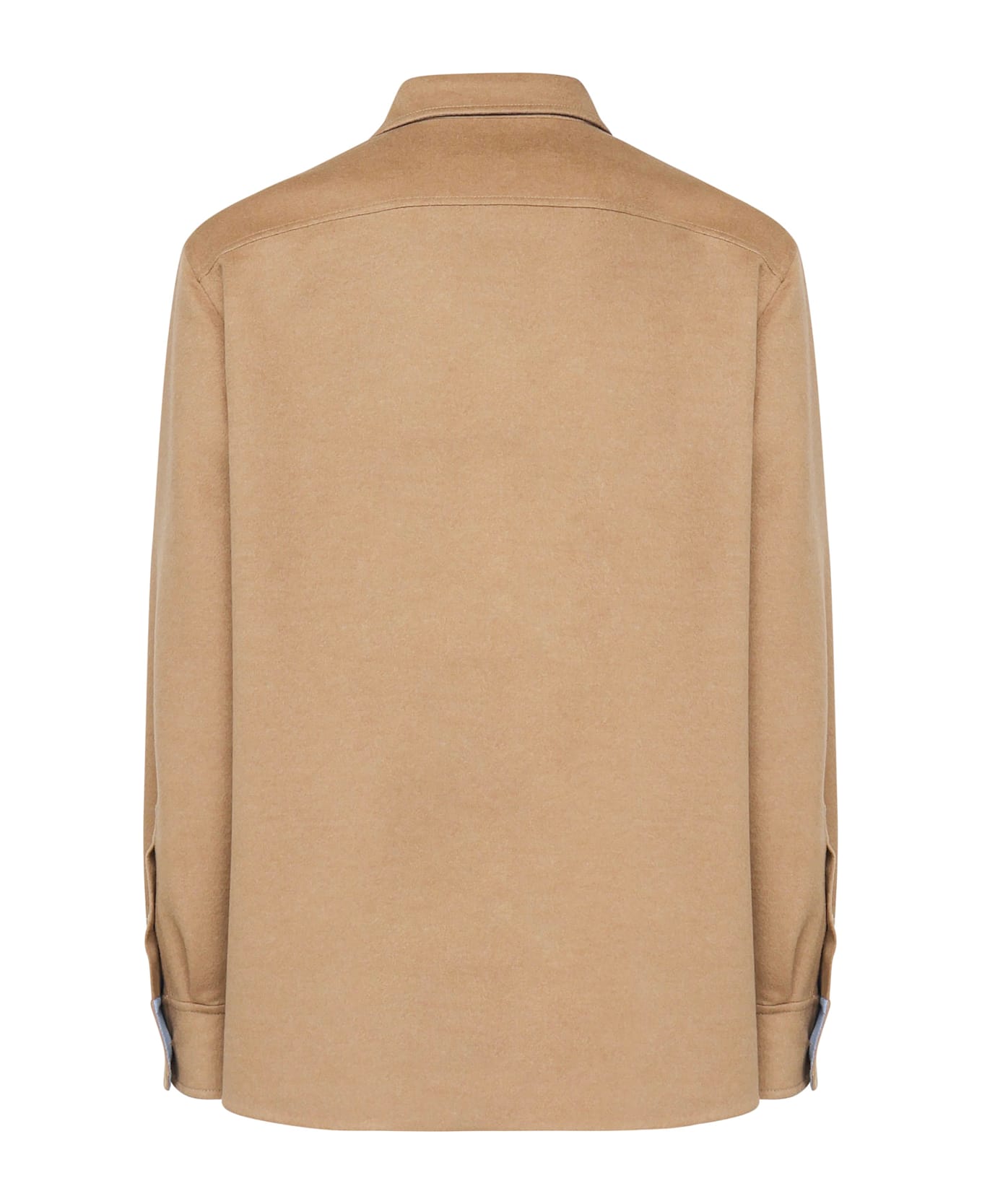 Loewe Virgin Wool And Cashmere Shirt Jacket - CAMEL/BLUE