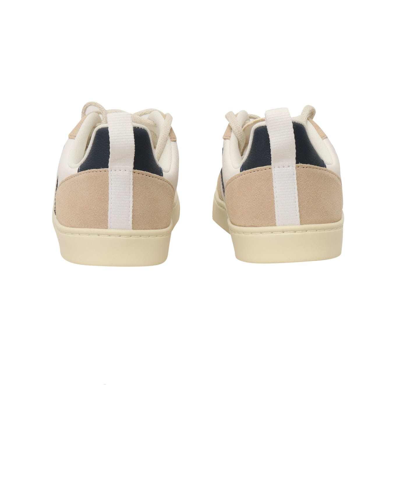 Veja Small V-10 Laces Chromefree Leather Extra-white_nautico_almond Sneakers - WHITE