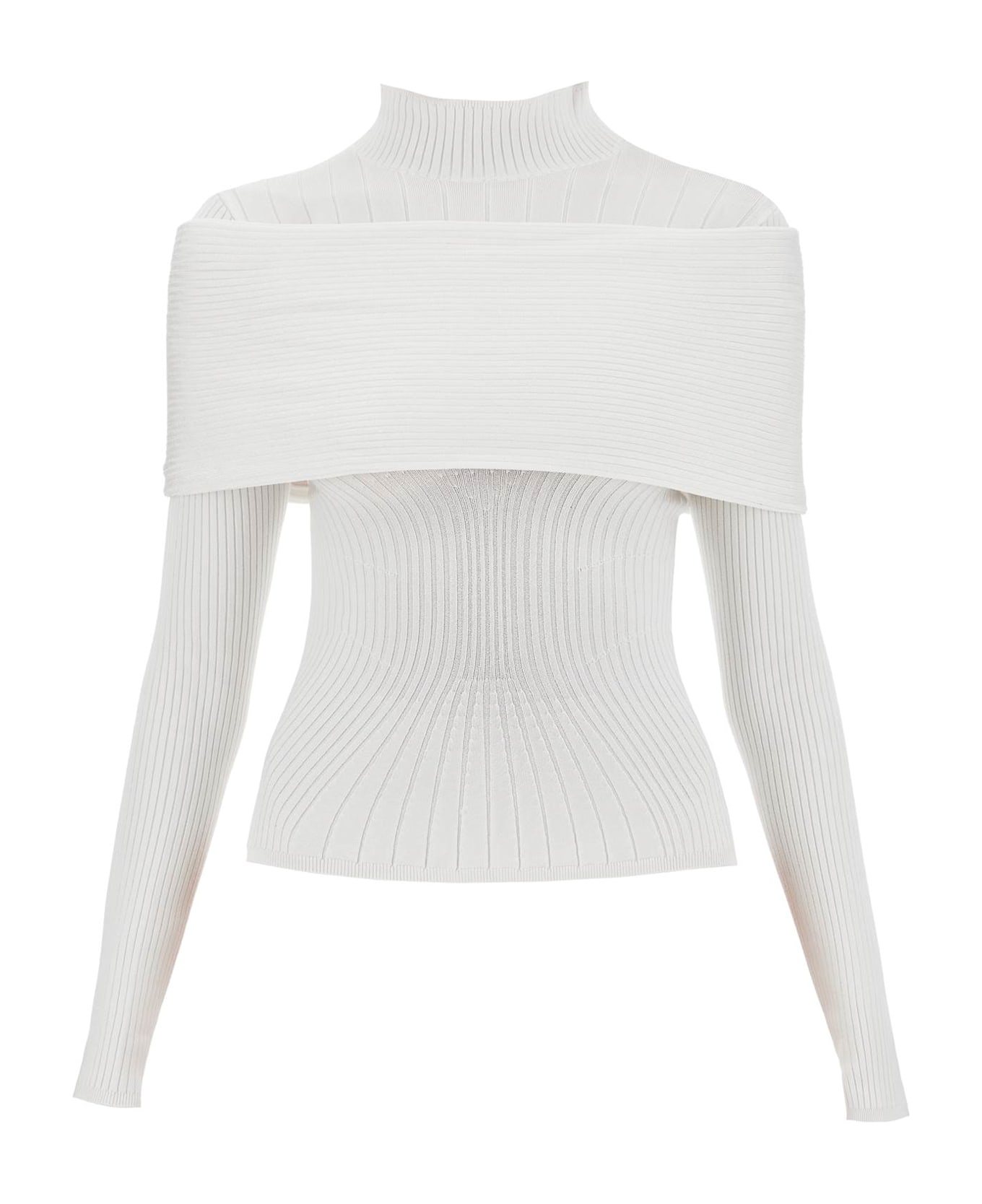 Mugler Long-sleeved Top With Off- - OFF WHITE (White)