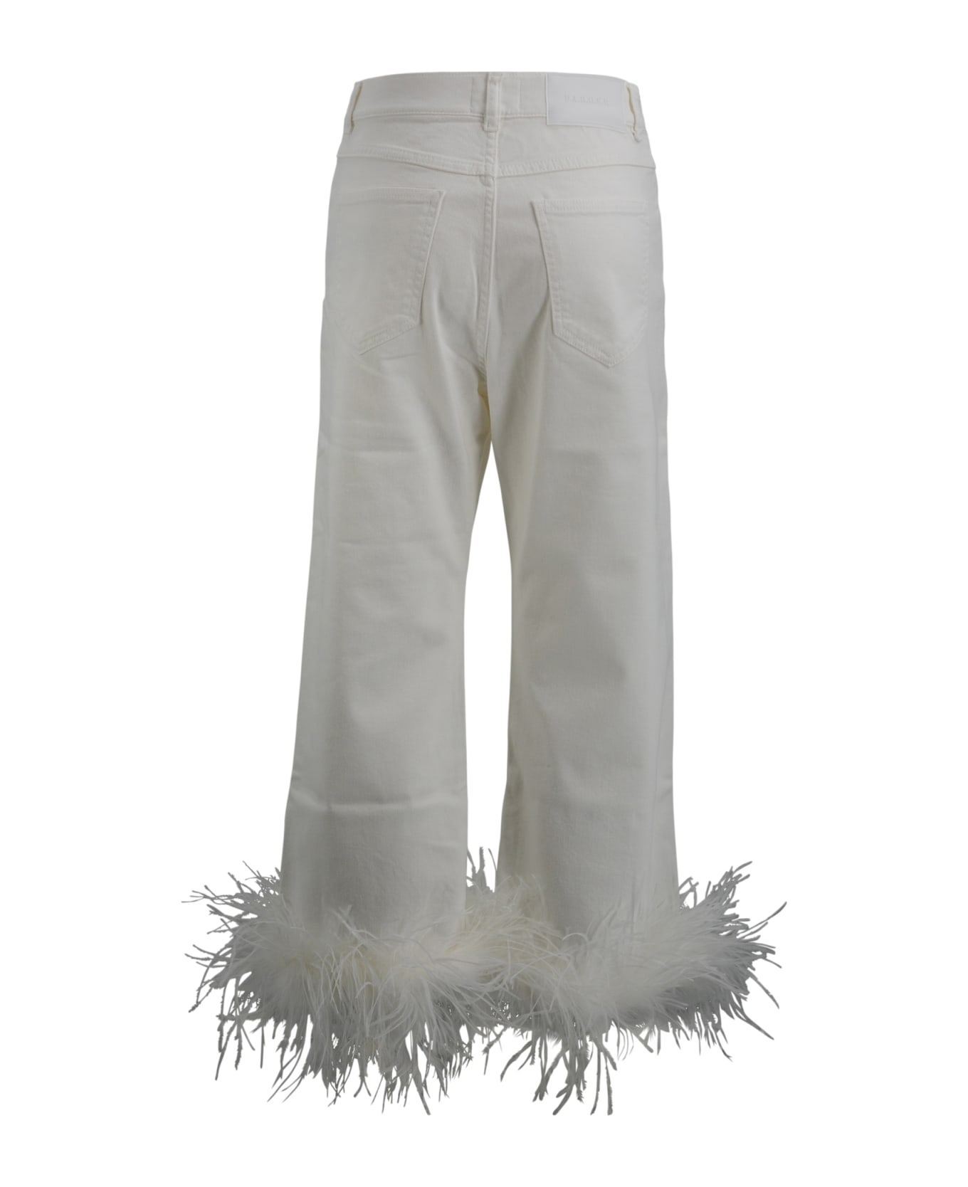 Parosh Pants With Feathers - White デニム