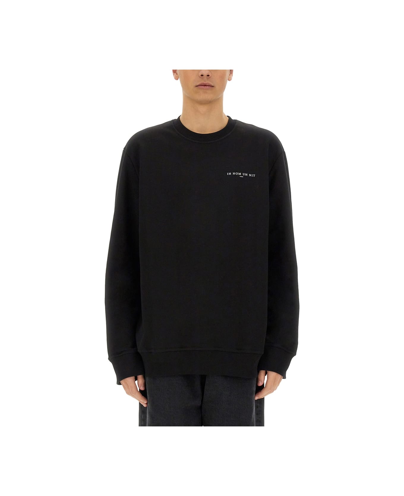 ih nom uh nit Crown Mask Print Sweatshirt - BLACK