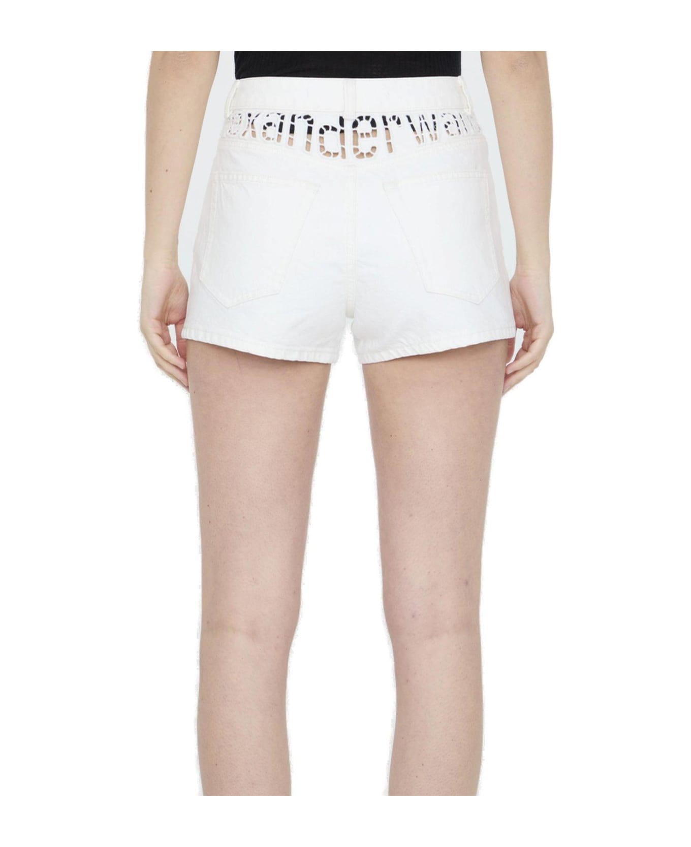Alexander Wang Logo Detailed Denim Shorts - White ショートパンツ