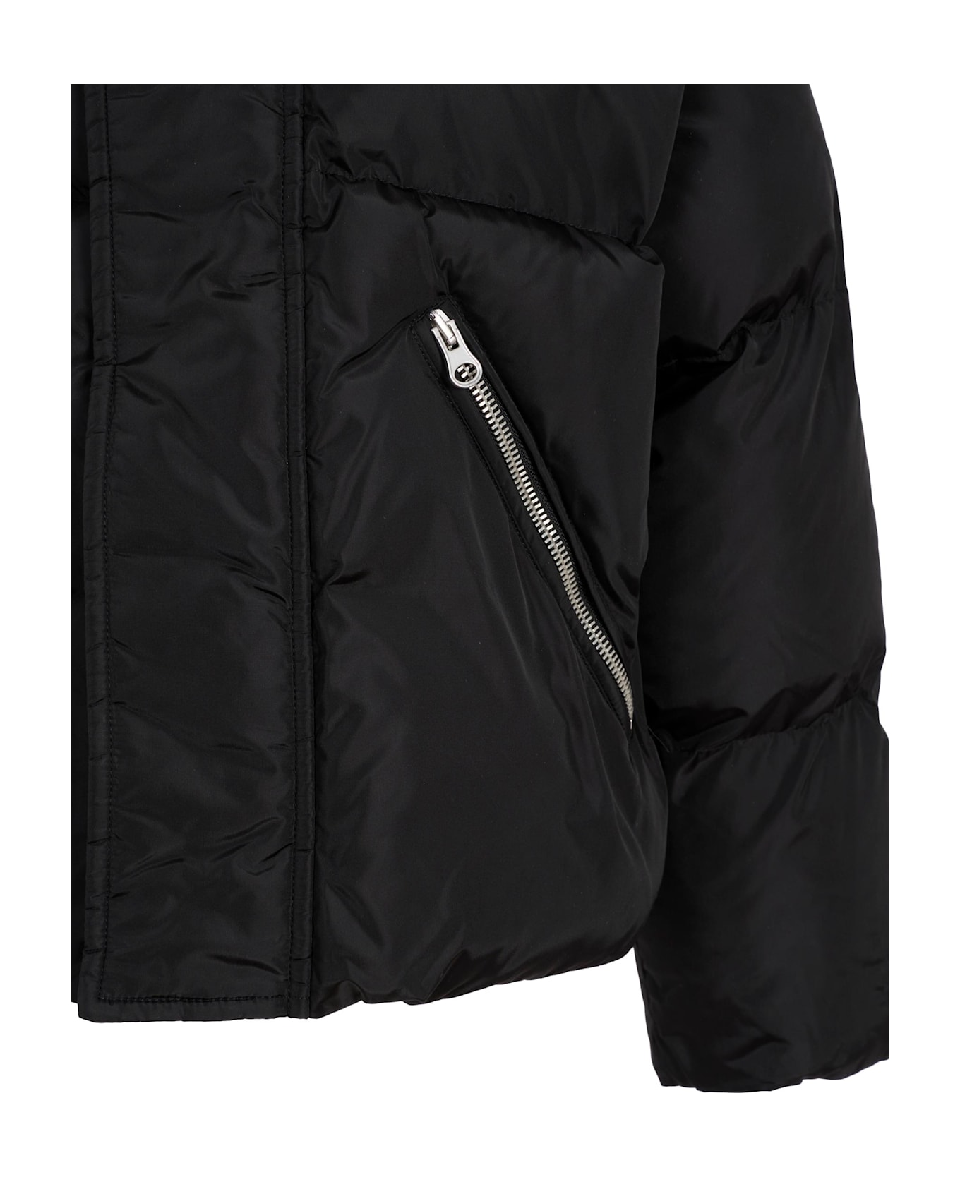 MM6 Maison Margiela Black Down Jacket For Kids With Logo - Black