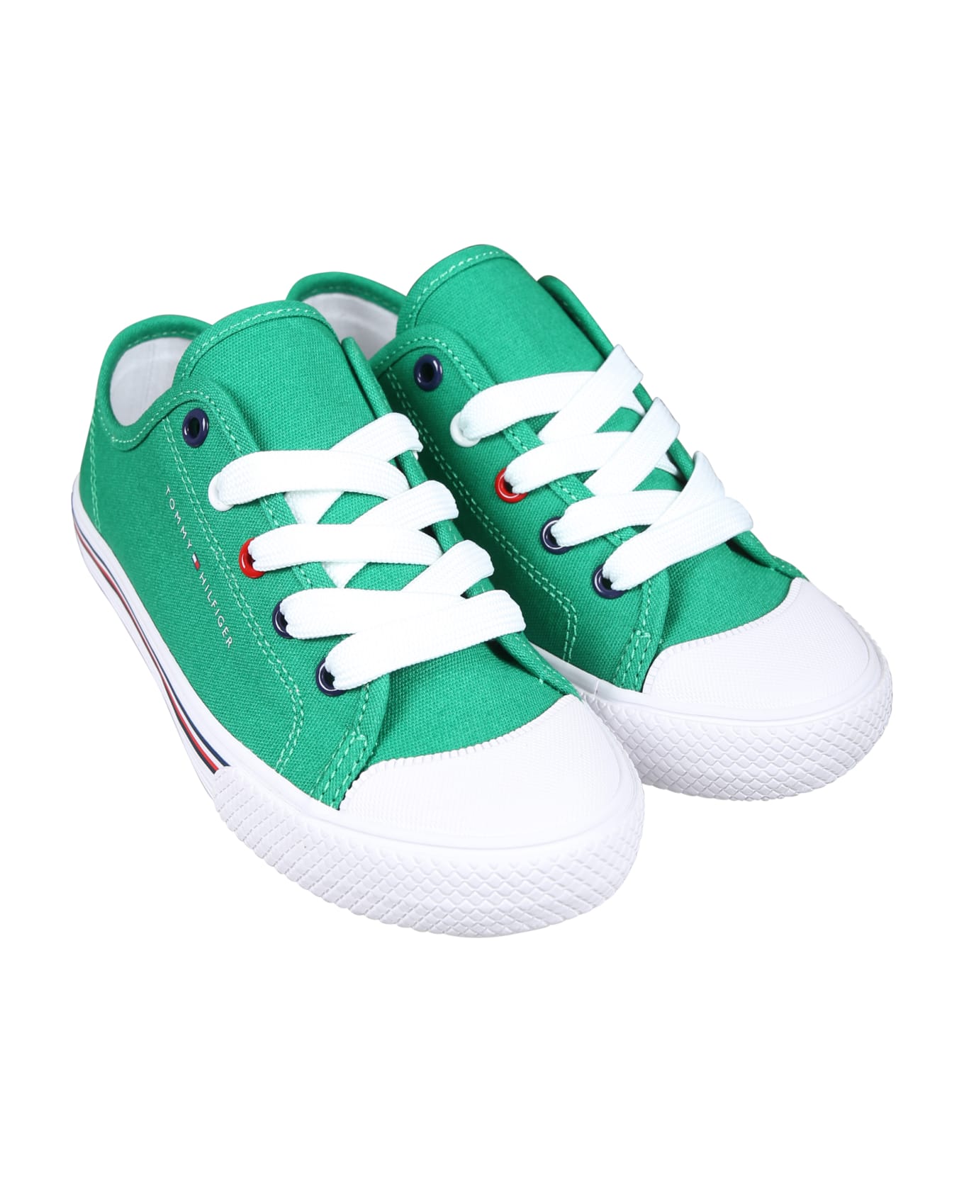 Tommy Hilfiger Green Sneakers For Kids With Logo - Green