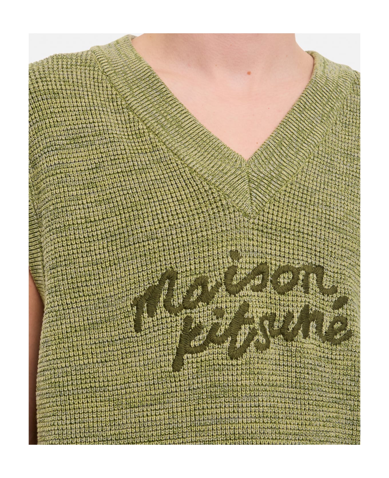 Maison Kitsuné Maison Kitsune Handwriting Oversize Vest - Khaki Green Melange