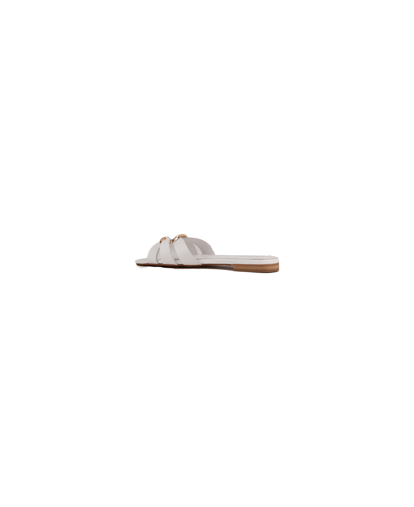 TwinSet Leather Sandals With Logo - BIANCO OTTICO