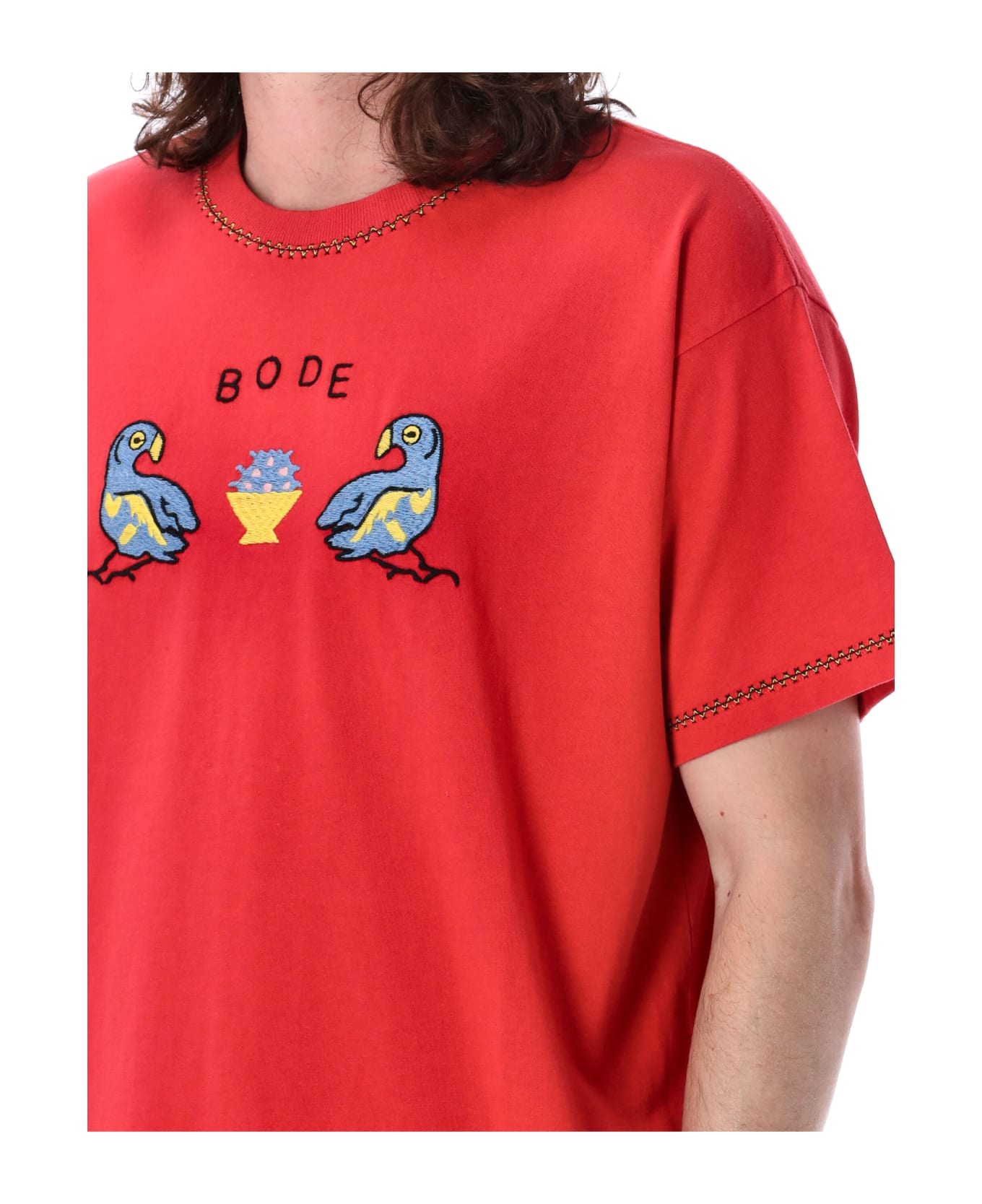 Bode Twin Parakeet T-shirt - RED