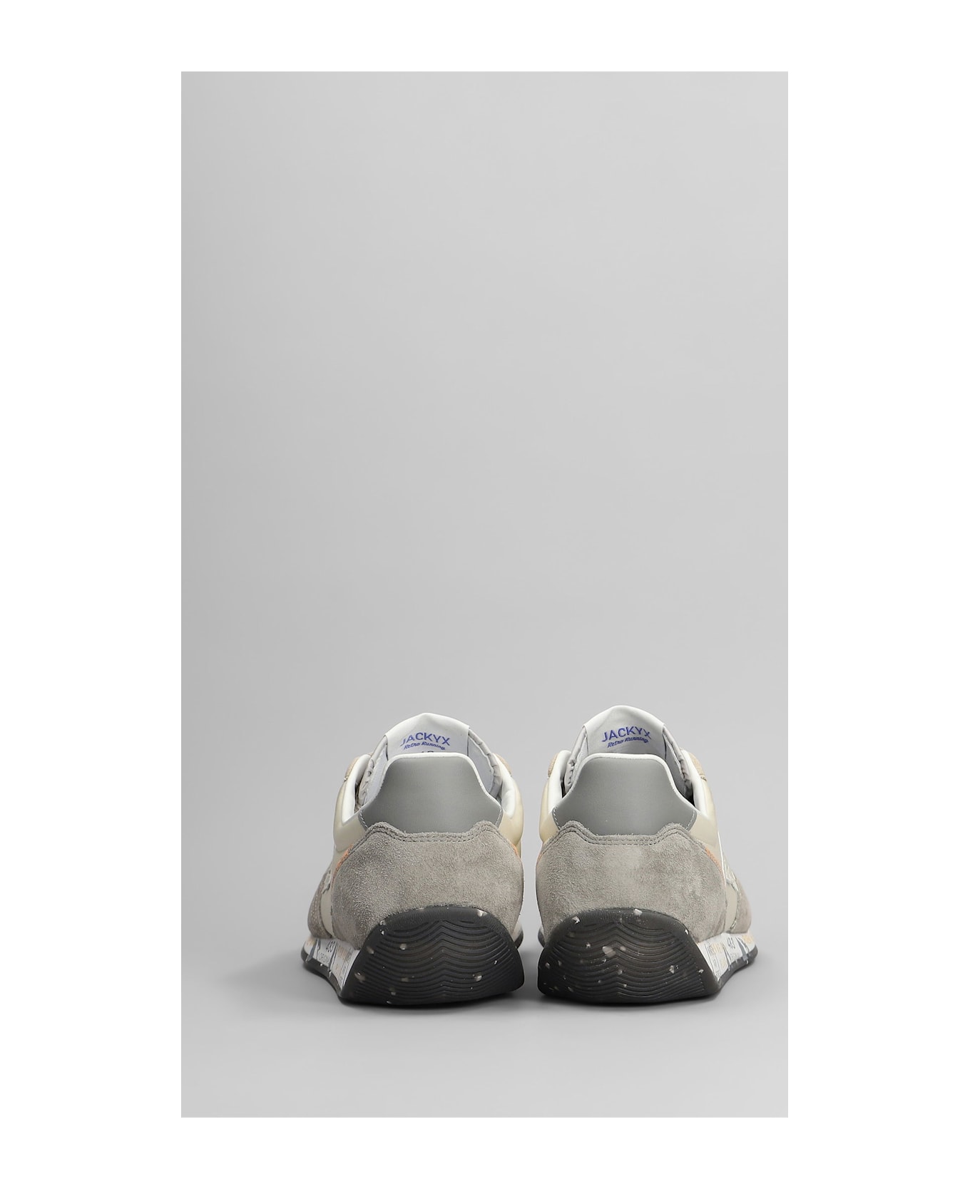 Premiata Jackyx Sneakers In Grey Suede And Fabric - grey
