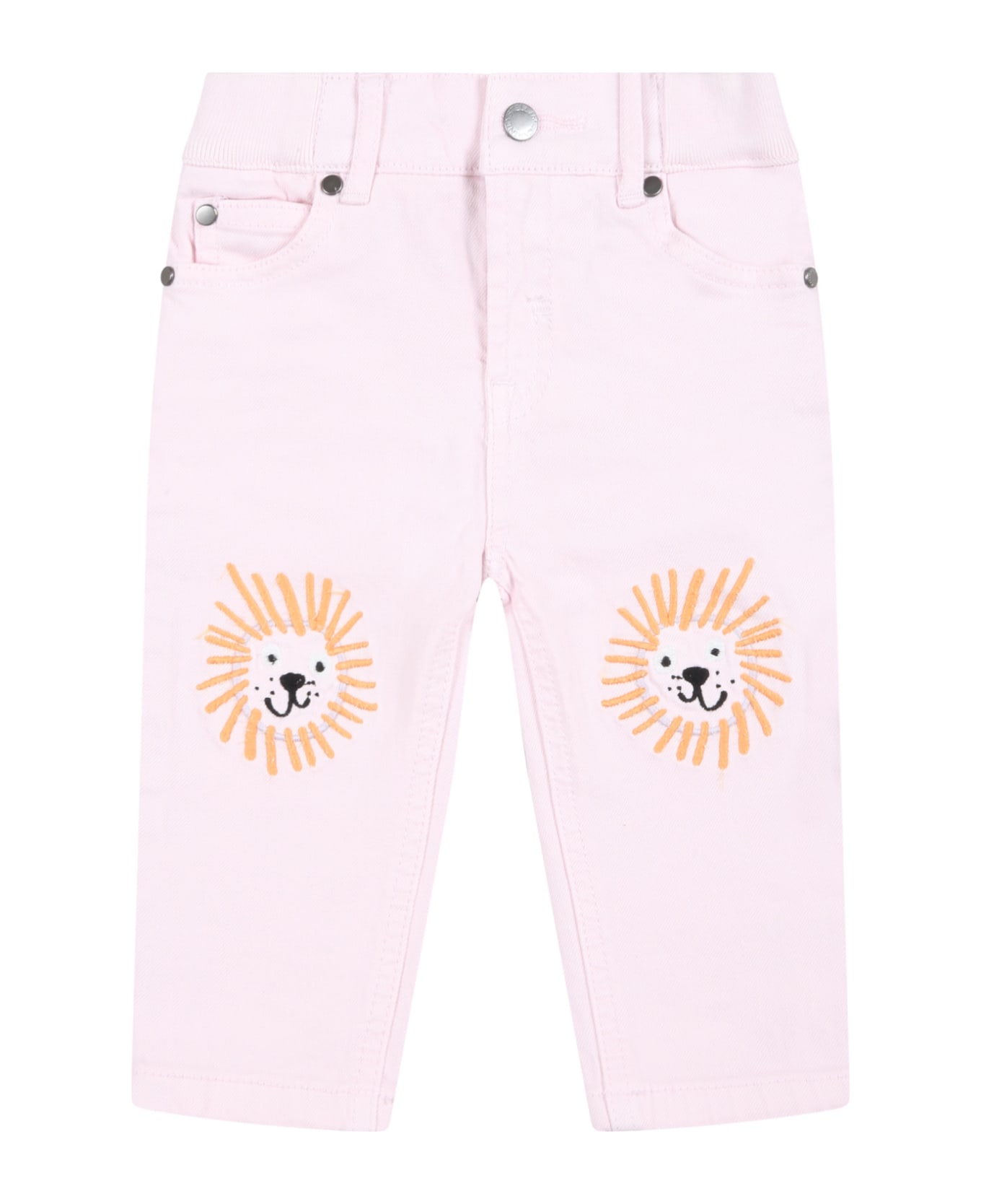 Stella smith McCartney Kids Pink Jeans For Baby Girl With Lions - Pink
