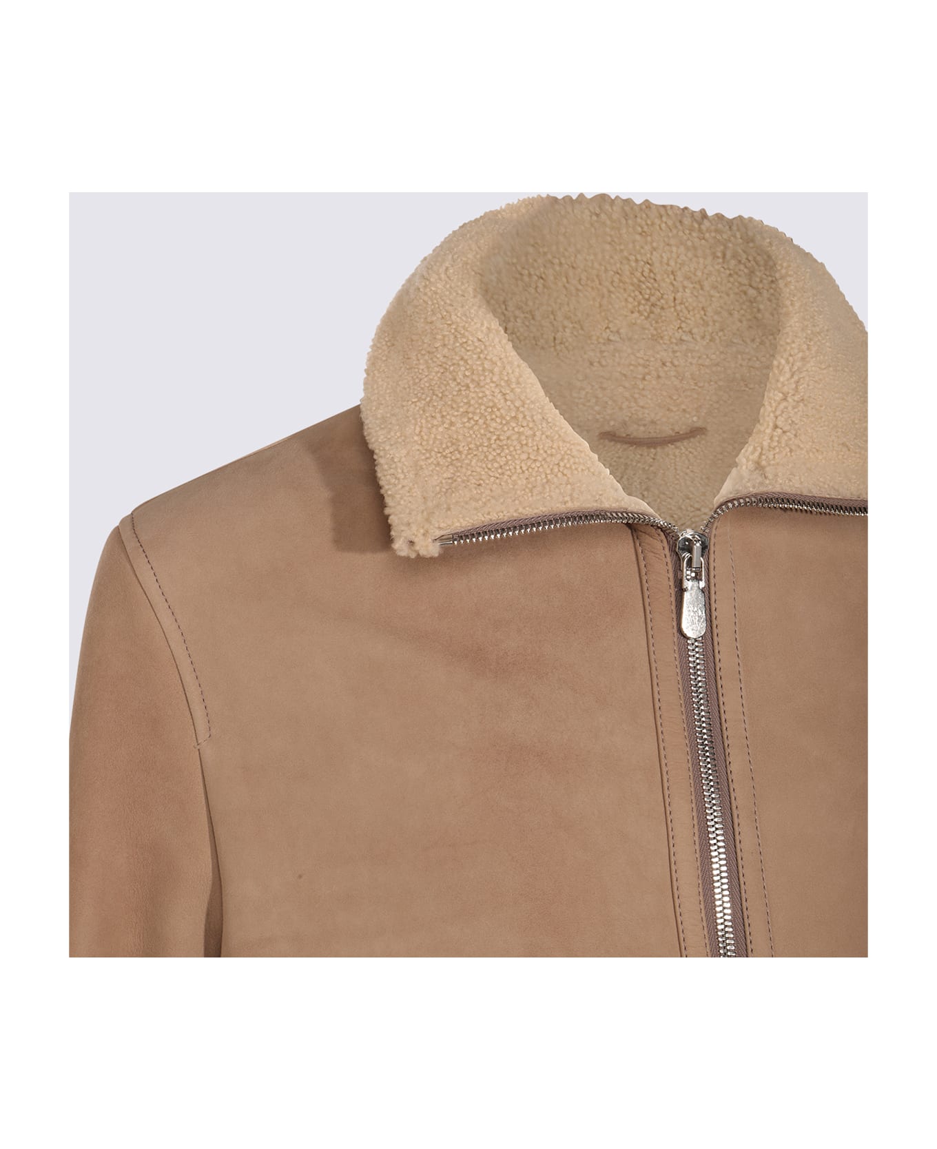 Brunello Cucinelli Beige Leather Jacket - Brown