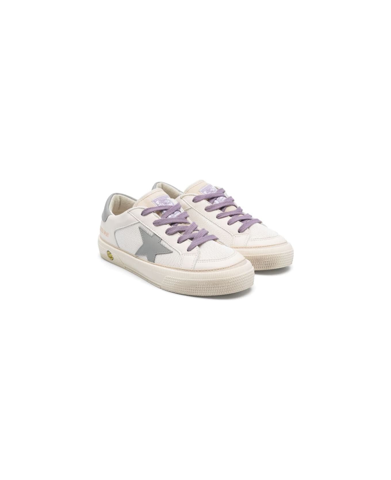 Golden Goose May Nappa And Net Upper Leather Star And Heel Nylo Tongue - White Grey シューズ