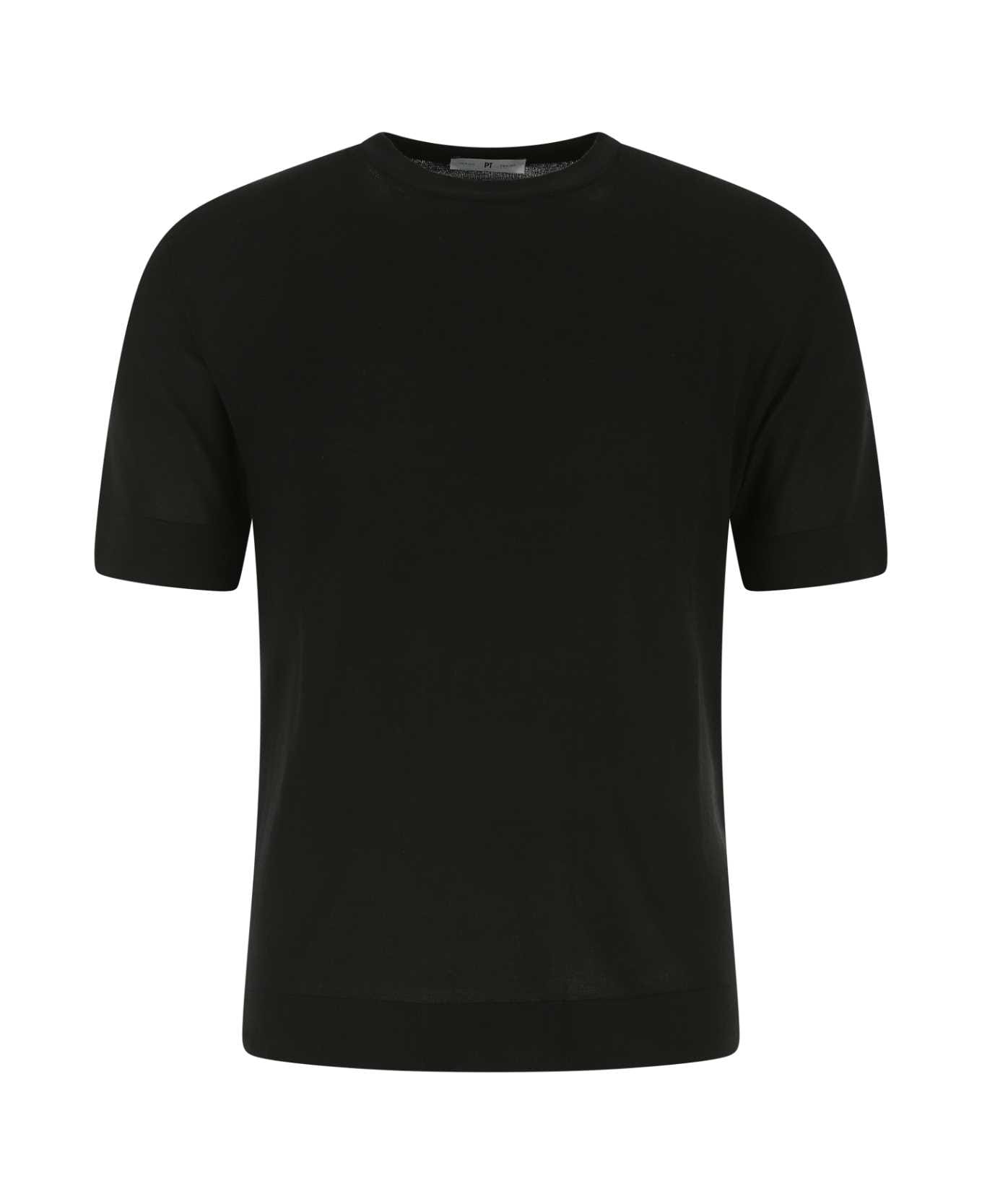 PT01 Black Cotton Blend T-shirt - 0990