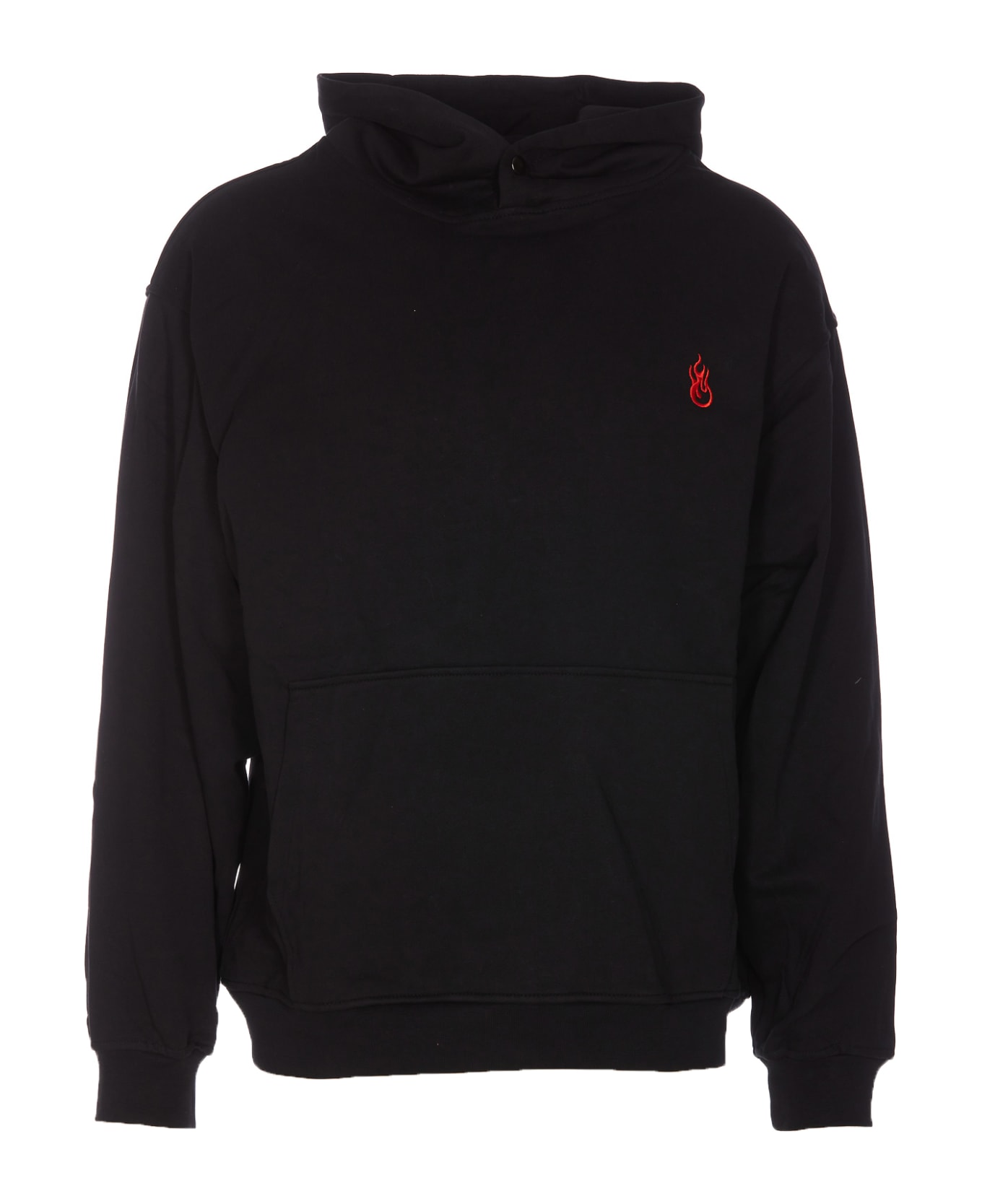 Vision of Super Hoodie With Flames Logo - BLACK
