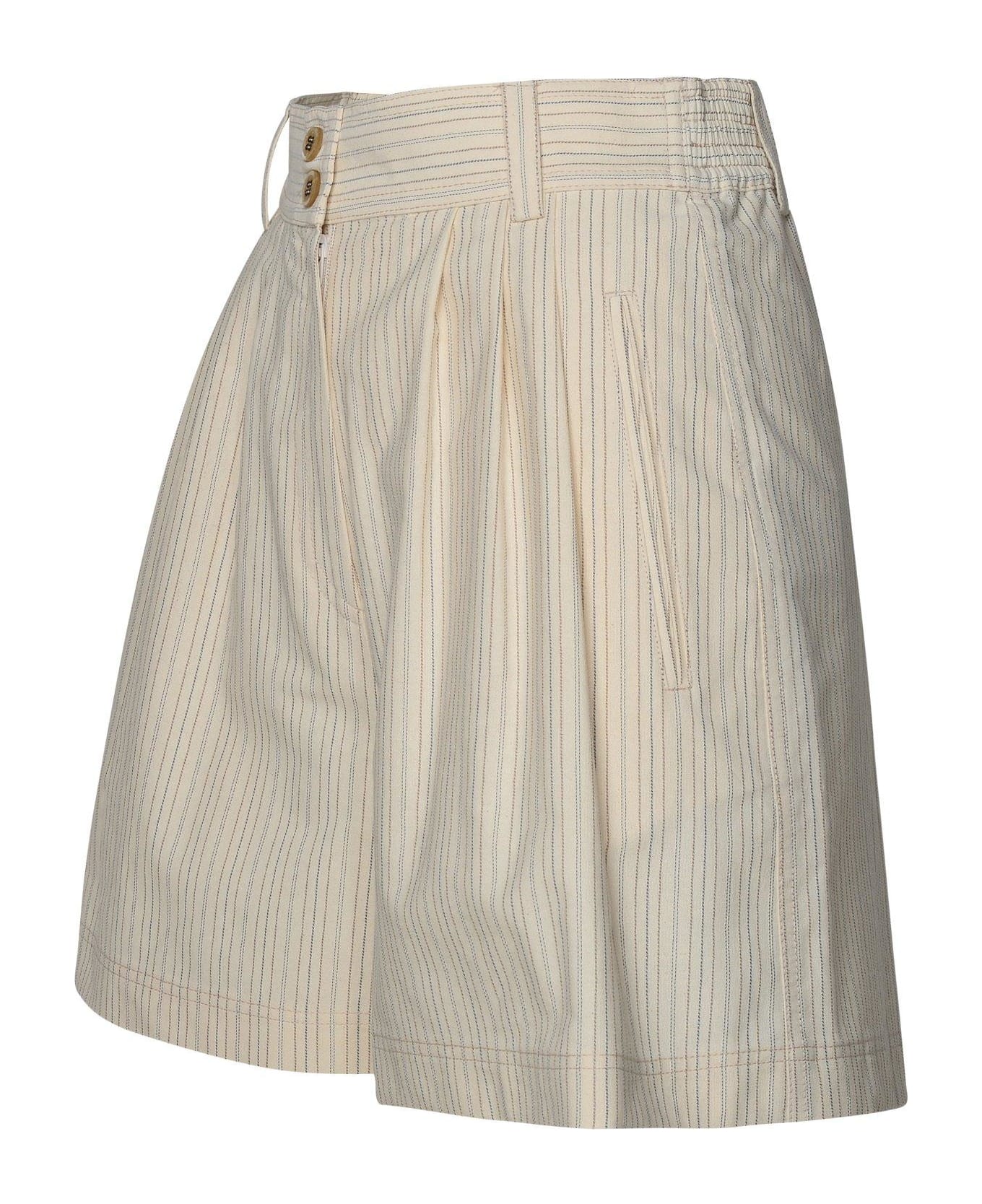 Golden Goose High-waist Striped Shorts - Ecru/eclipse/gold