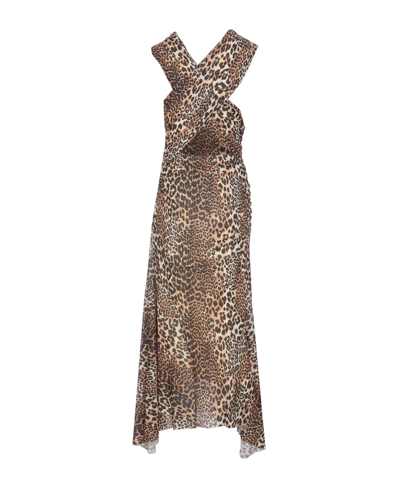 Ganni Marl Mesh Leopard Dress