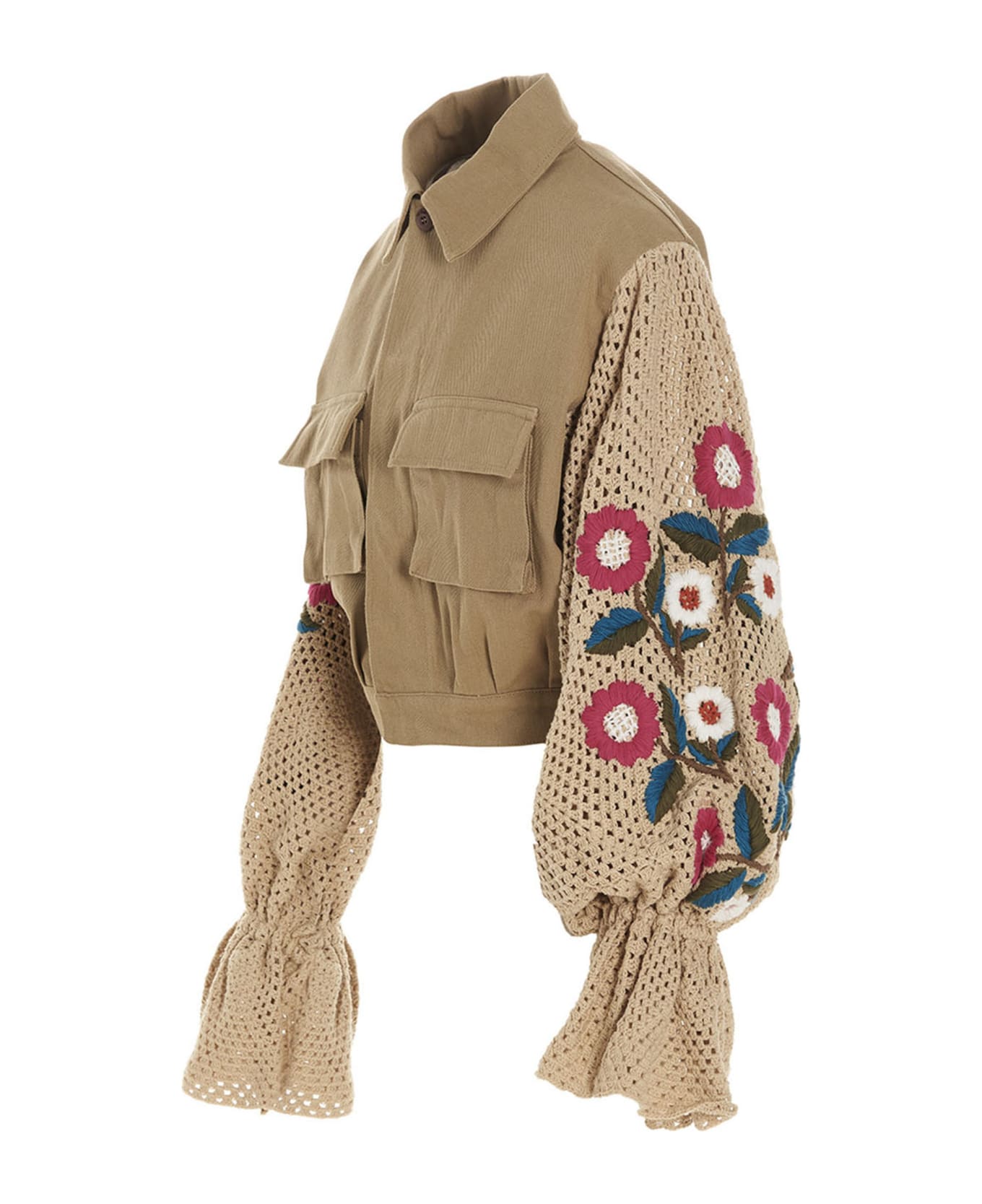 Tu Lizé Crochet Sleeves Jacket - Beige