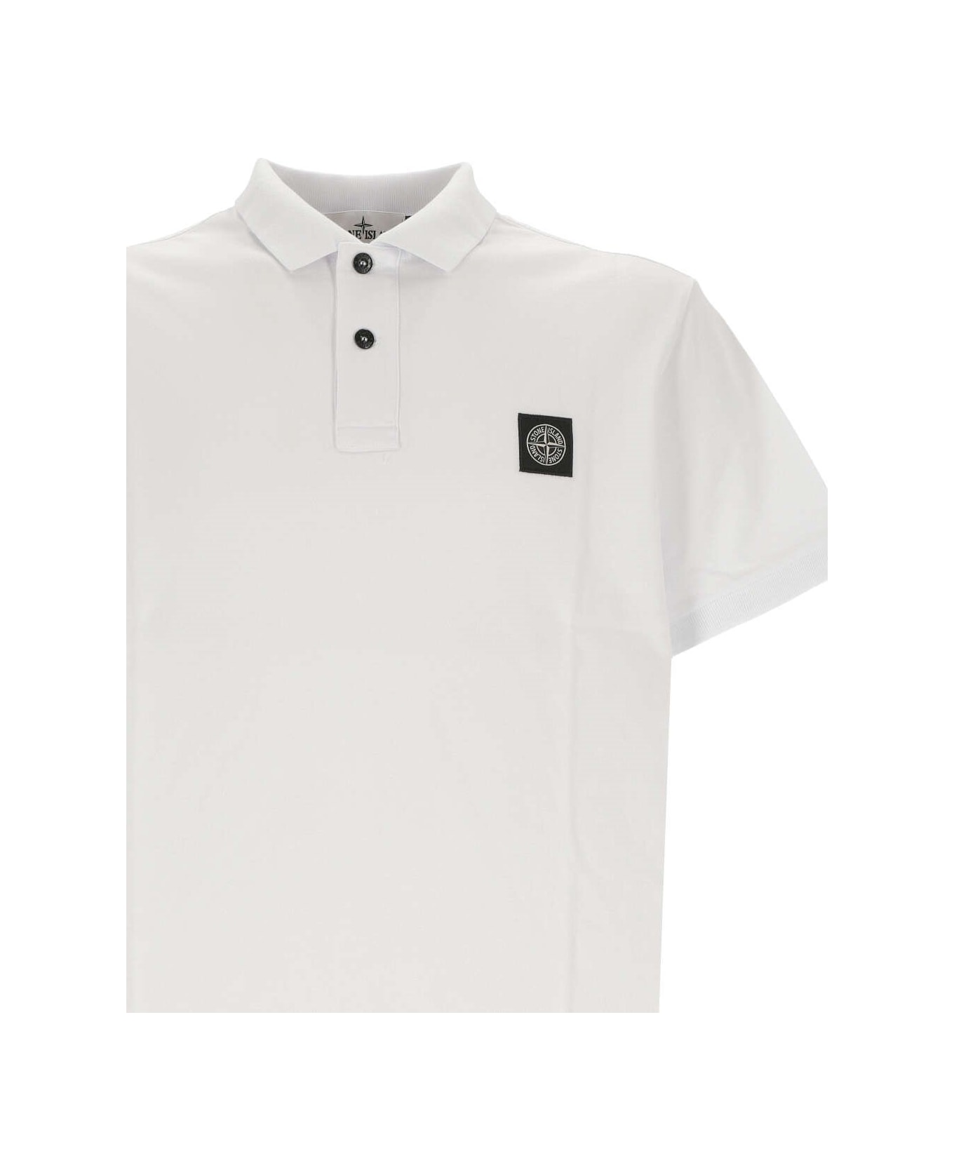 Stone Island Logo Patch Polo Shirt - White