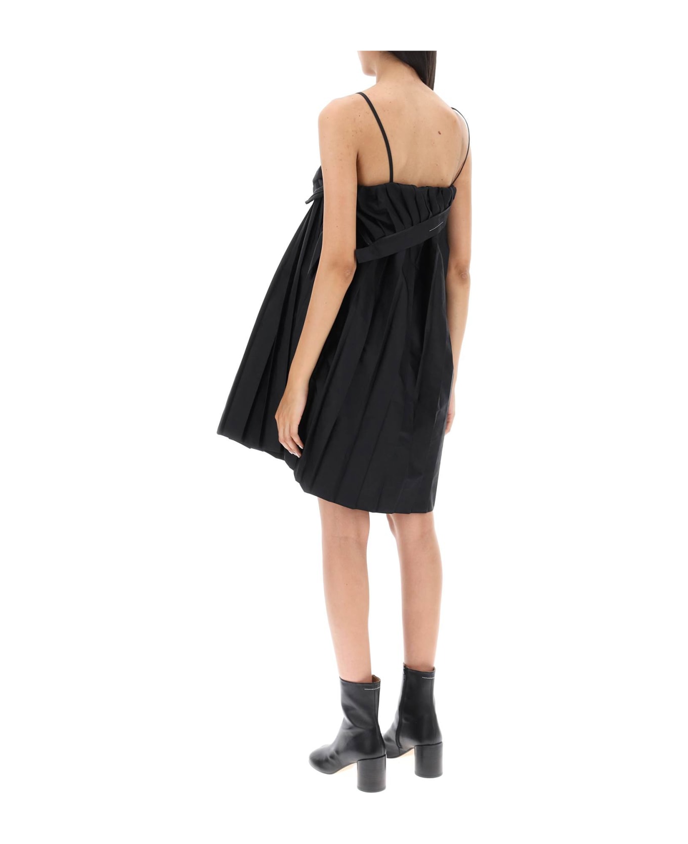 MM6 Maison Margiela Trompe L'oeil Pleated Mini Dress - Black ワンピース＆ドレス