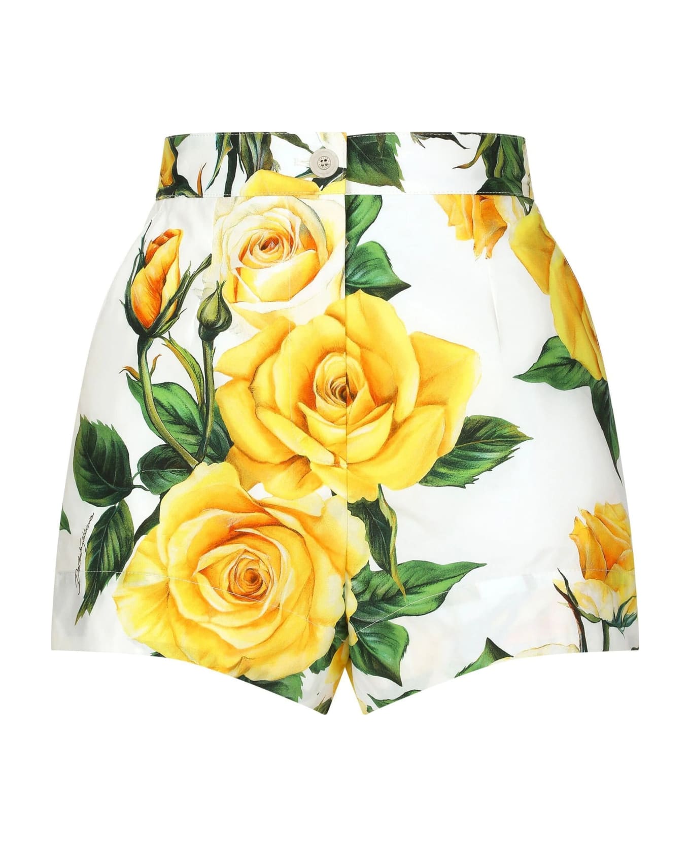 Dolce & Gabbana Shorts Rose Gialle - Vo Fondo Bianco