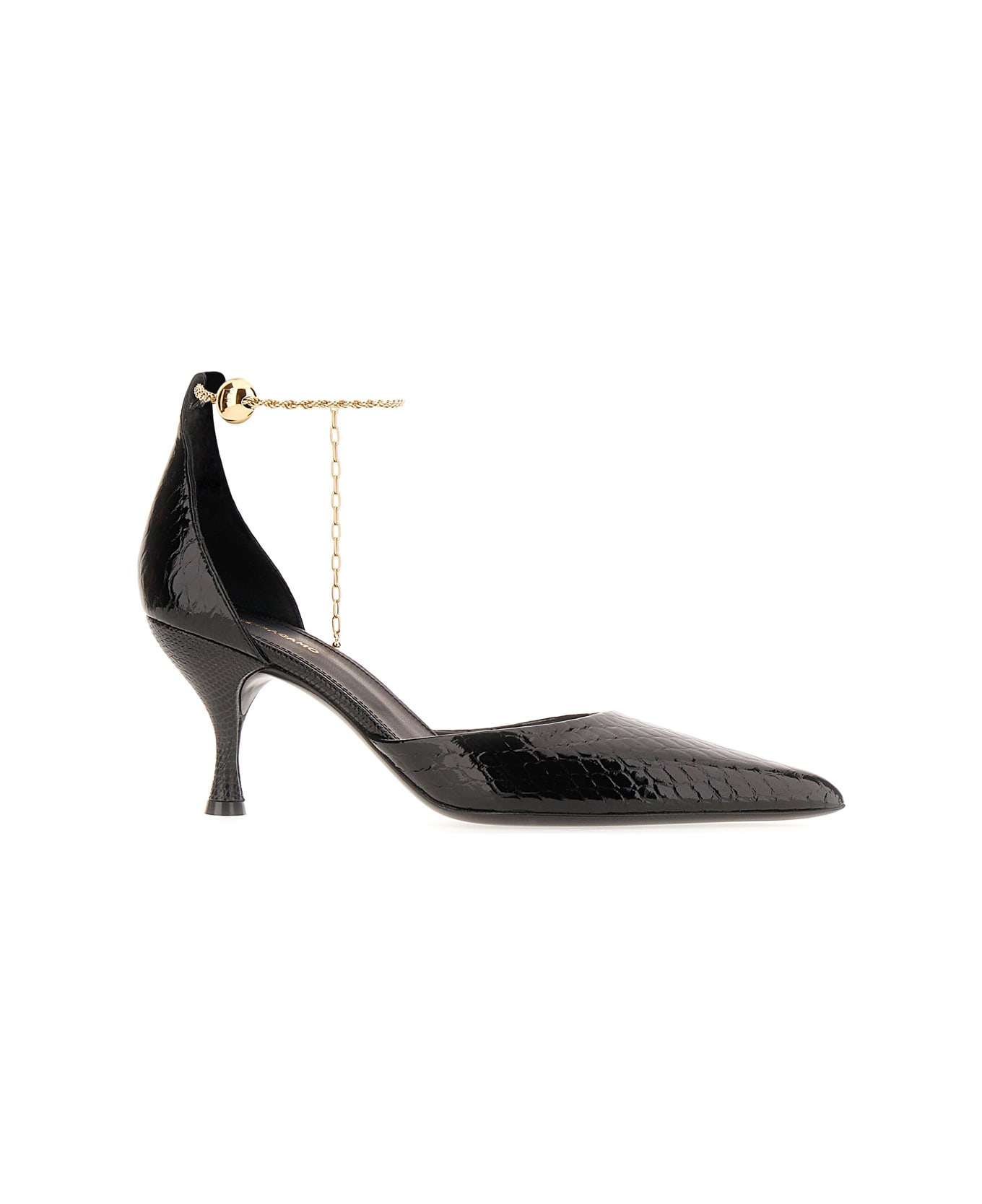 Ferragamo Black Leather Dana Pumps - Nero