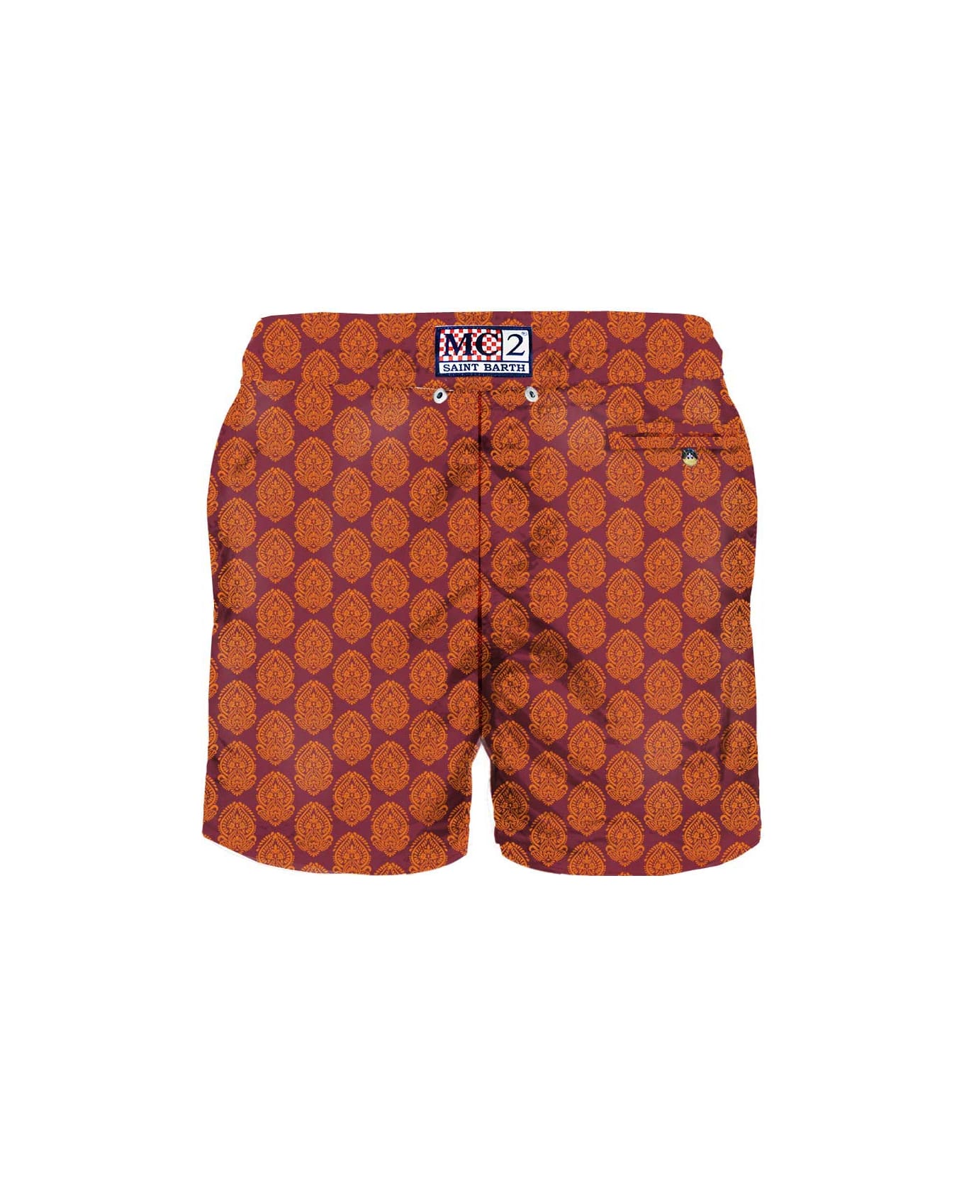 MC2 Saint Barth Light Fabric Man Swim Shorts Indian Print - RED スイムトランクス