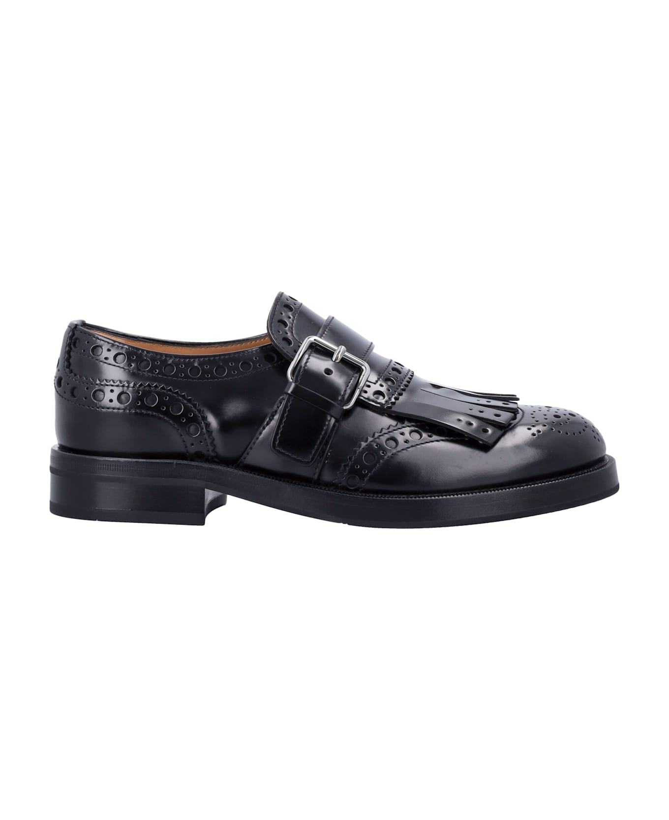 Church's Black Leather Monk Strap Brogues - BLACK