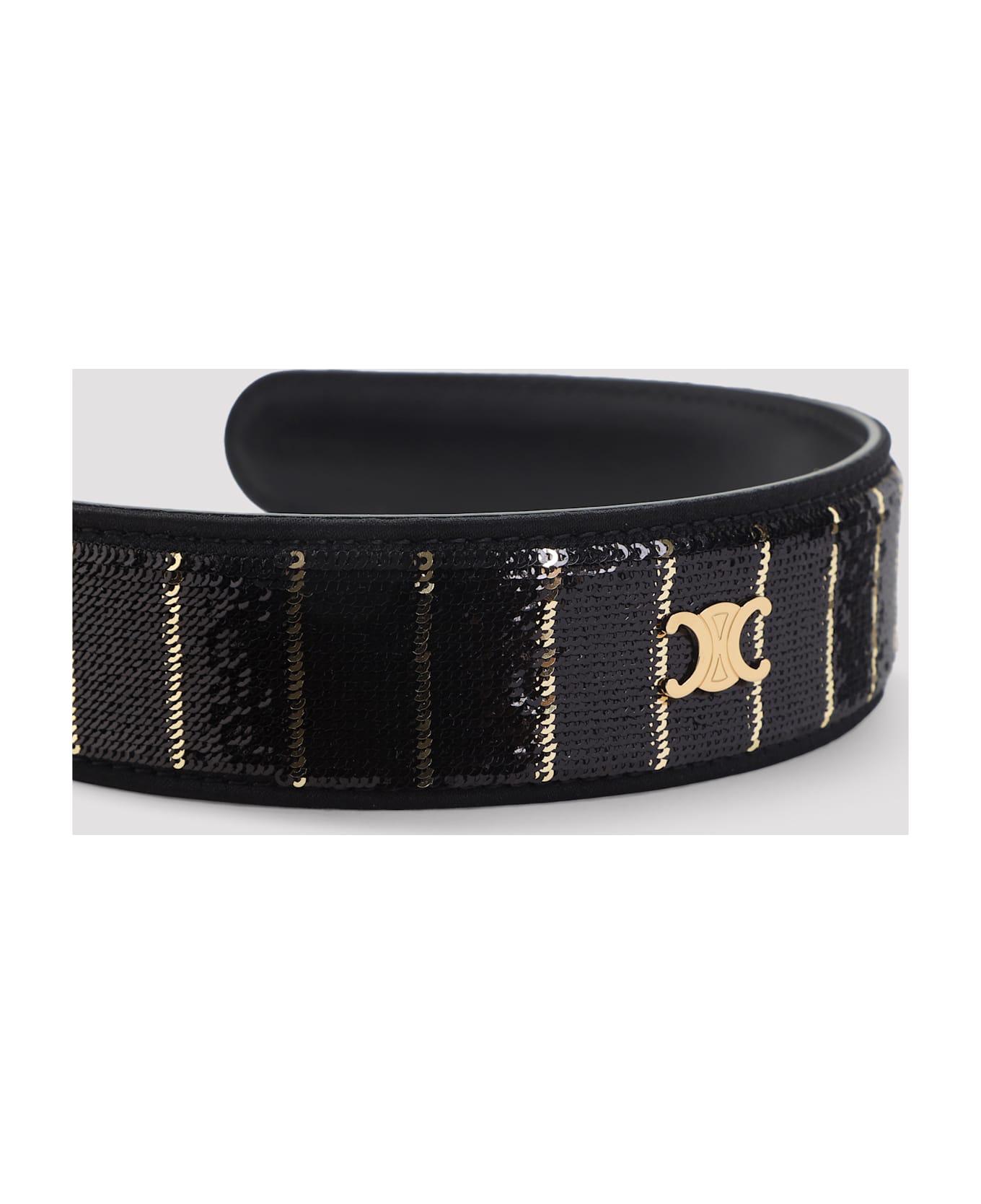 Celine Striped Sequins Headband - Gs Black Gold Smoke