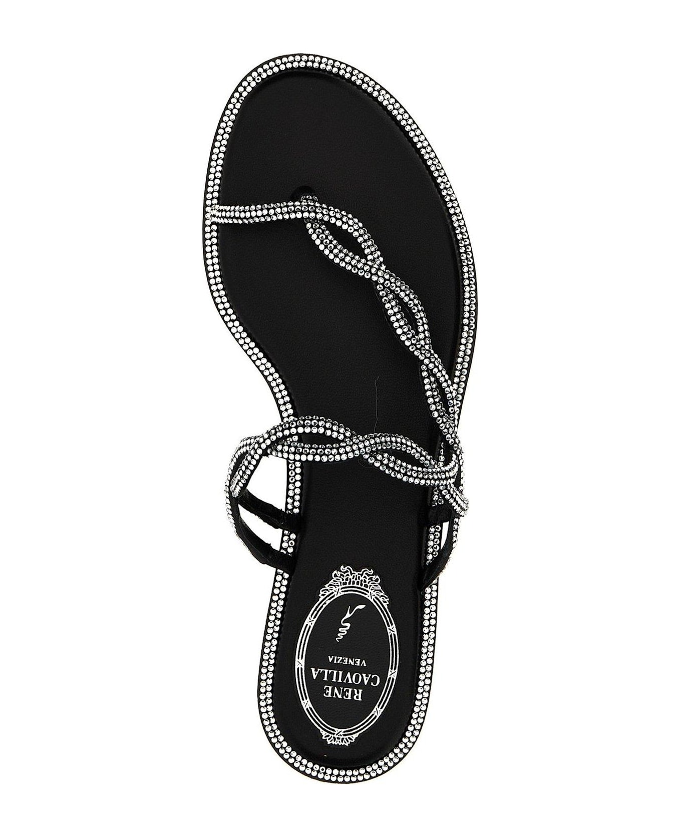 René Caovilla Embellished Slip-on Sandals - Black
