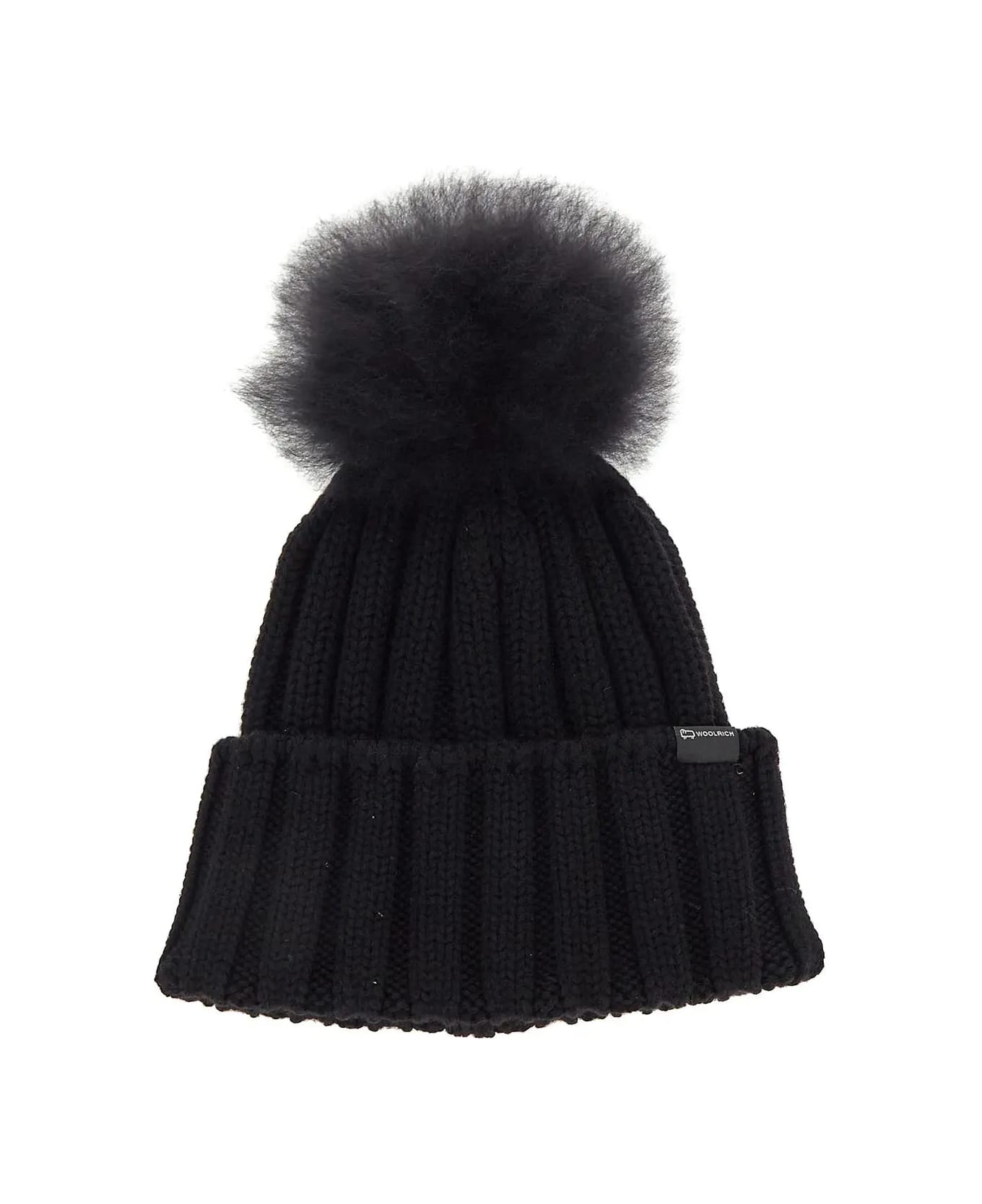 Woolrich Fluffy Pom Pom Hat - Black