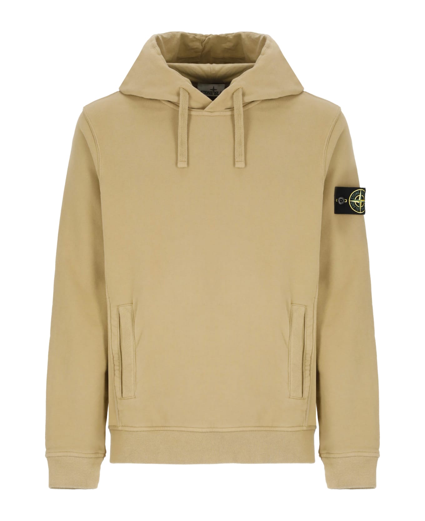 Stone Island Hoodie With Logo - Beige
