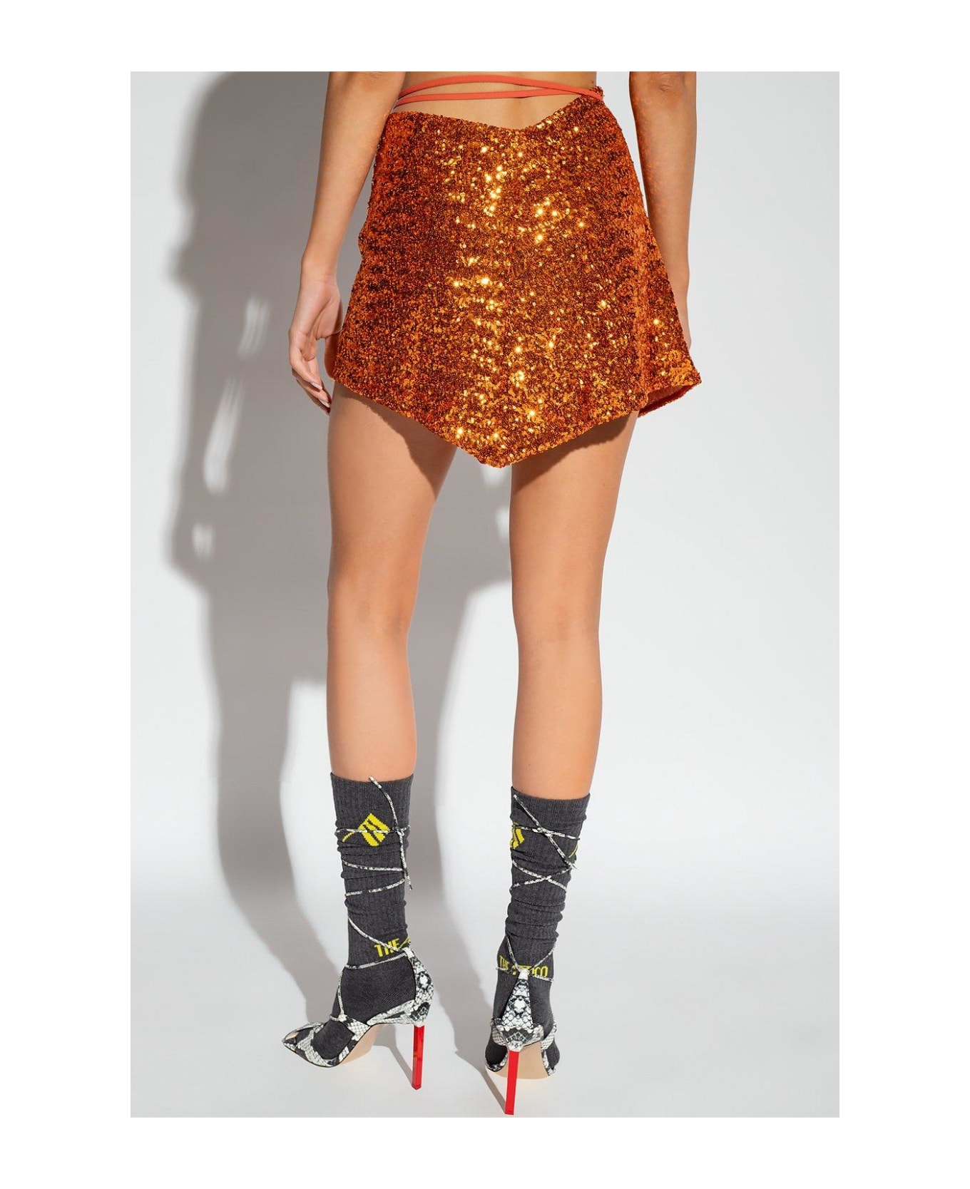 The Attico Sequin Mini Skirt - Orange