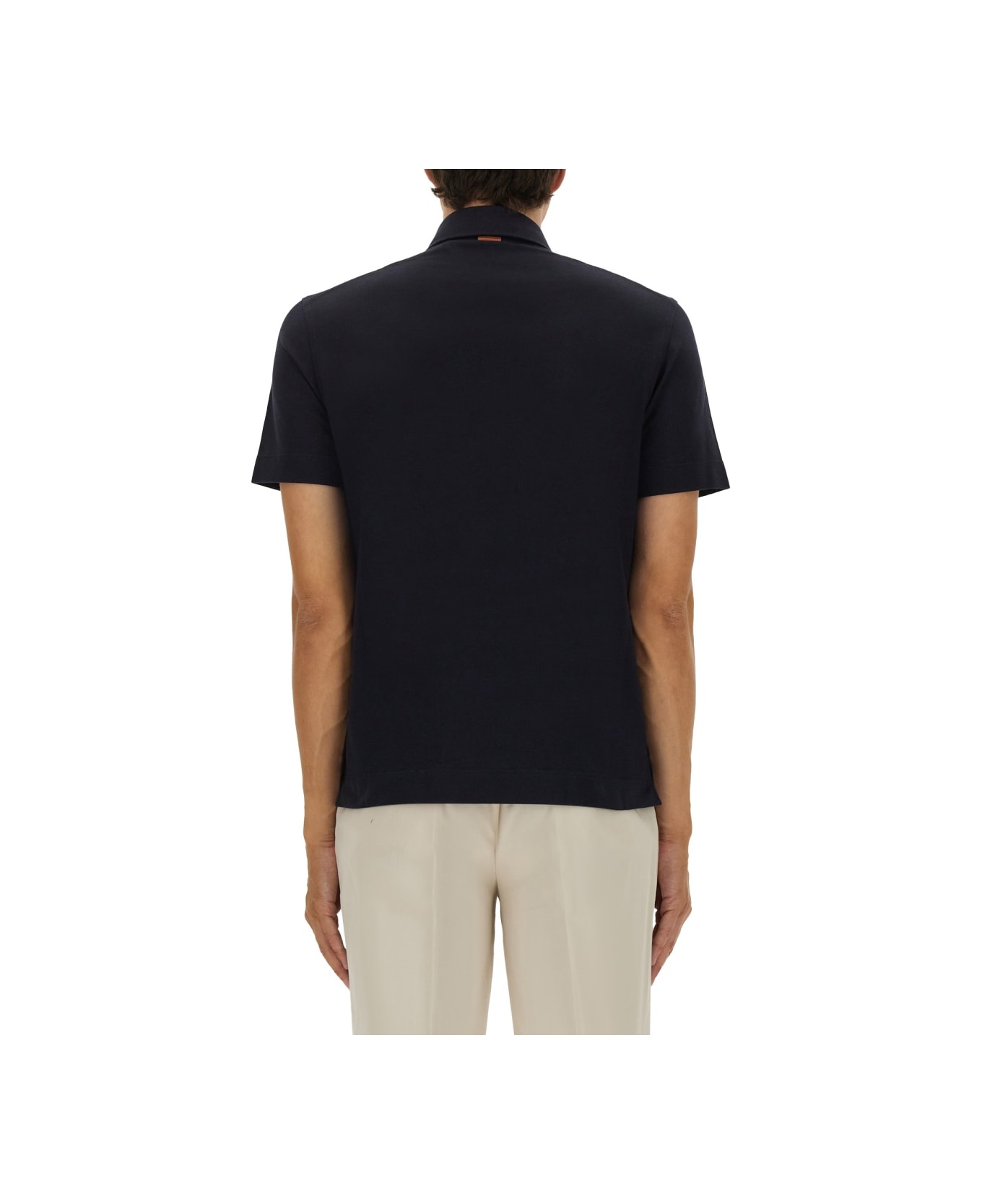 Zegna Cotton Polo Shirt With Pocket - BLUE