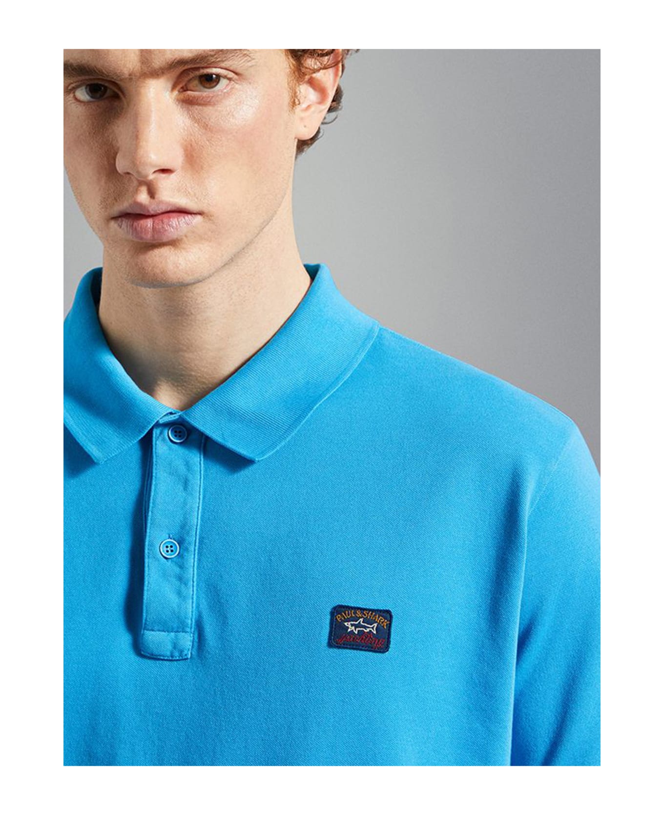 Paul&Shark Garment Dyed Pique' Cotton Polo - Azzurro