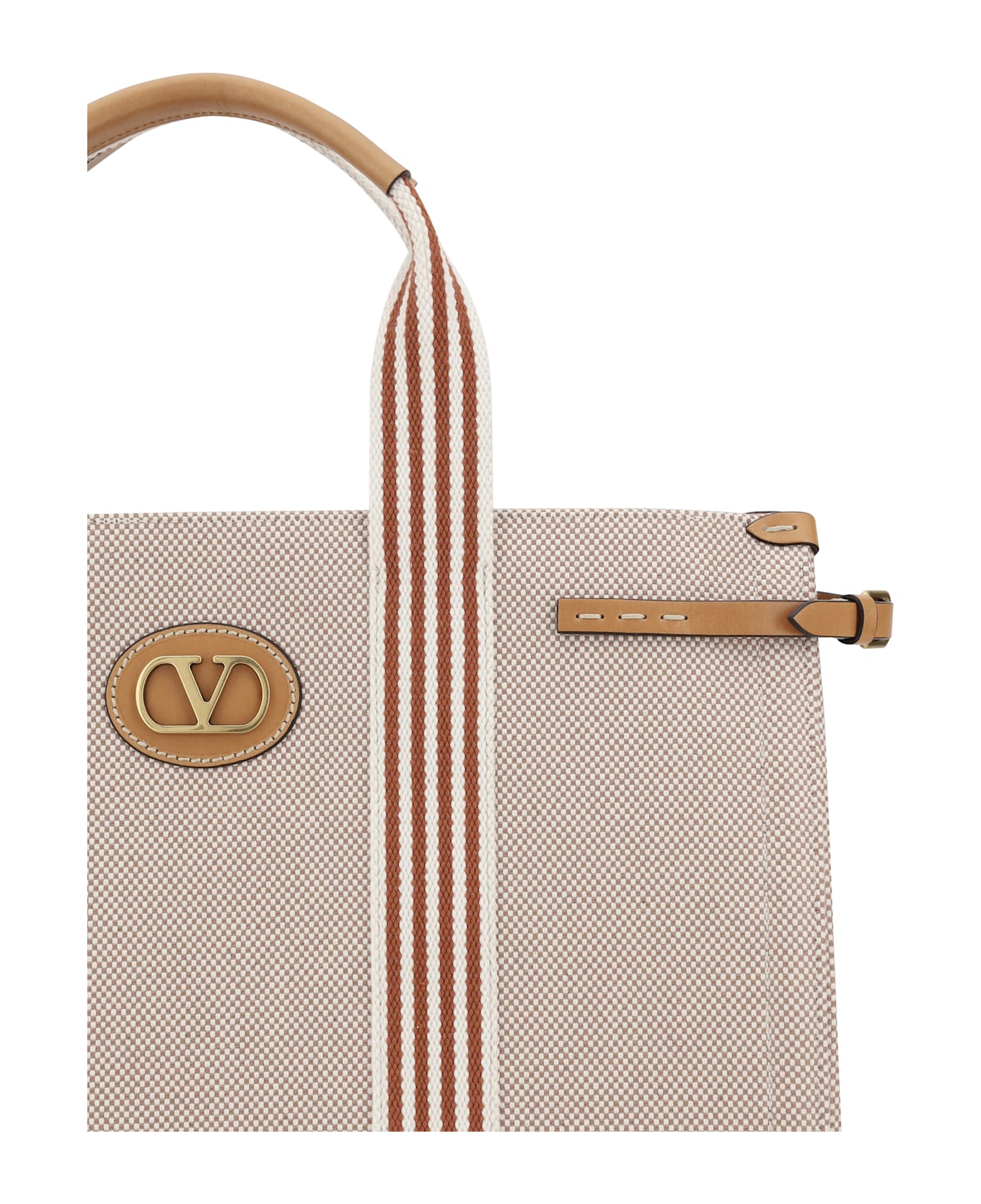 Valentino Garavani Cotton Tote Bag - Naturale/tobacco/bianco/t.di Moro/natura