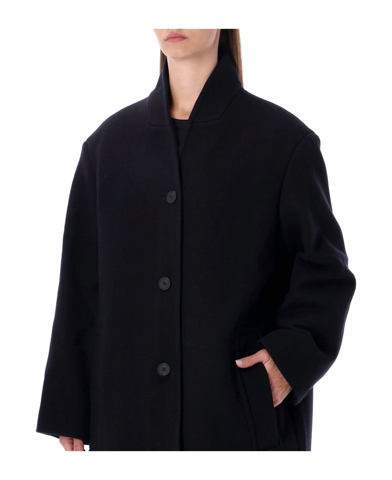 Studio Nicholson Morro Double Wool And Cashmere Coat - DARK NAVY