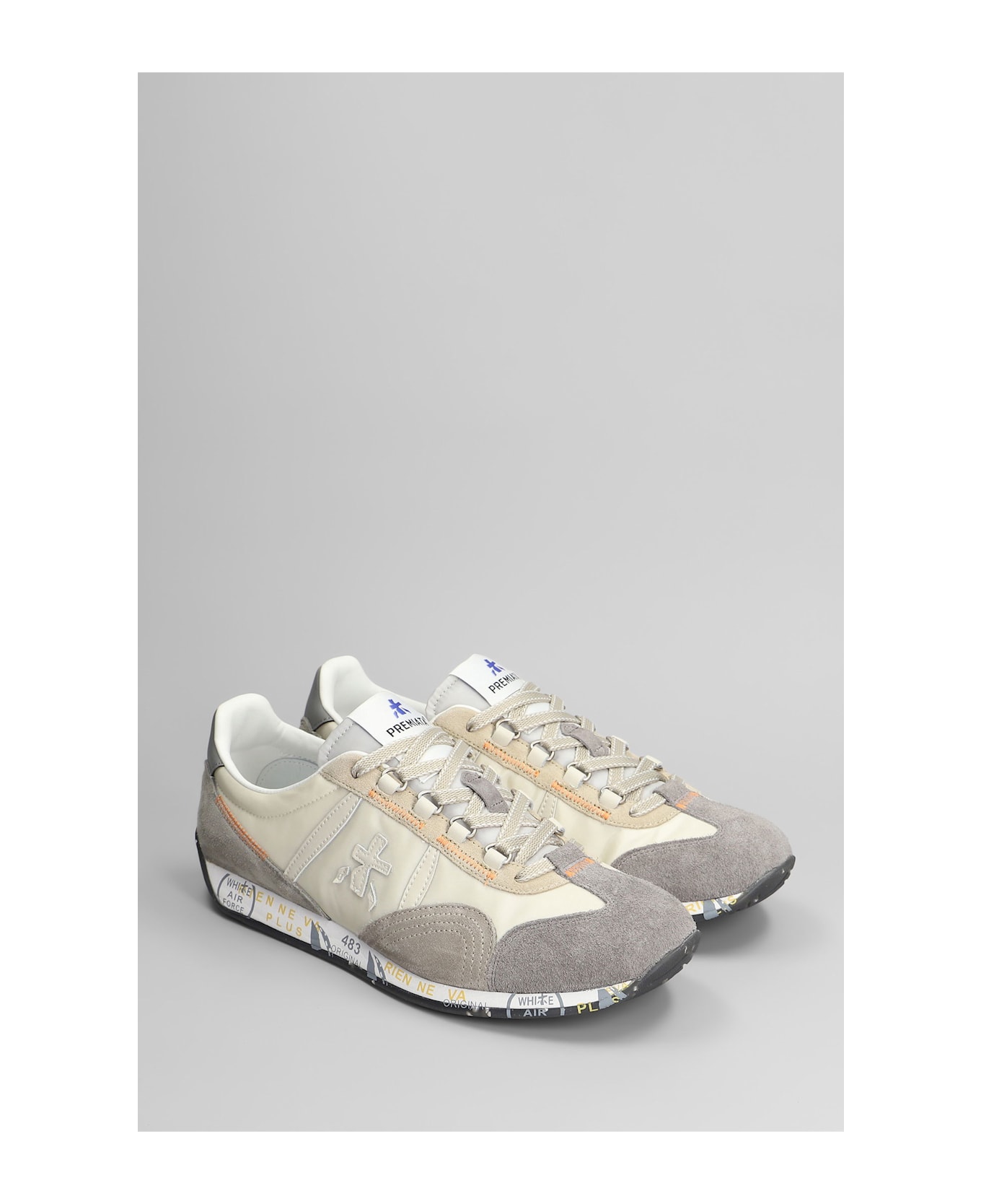 Premiata Jackyx Sneakers In Grey Suede And Fabric - grey