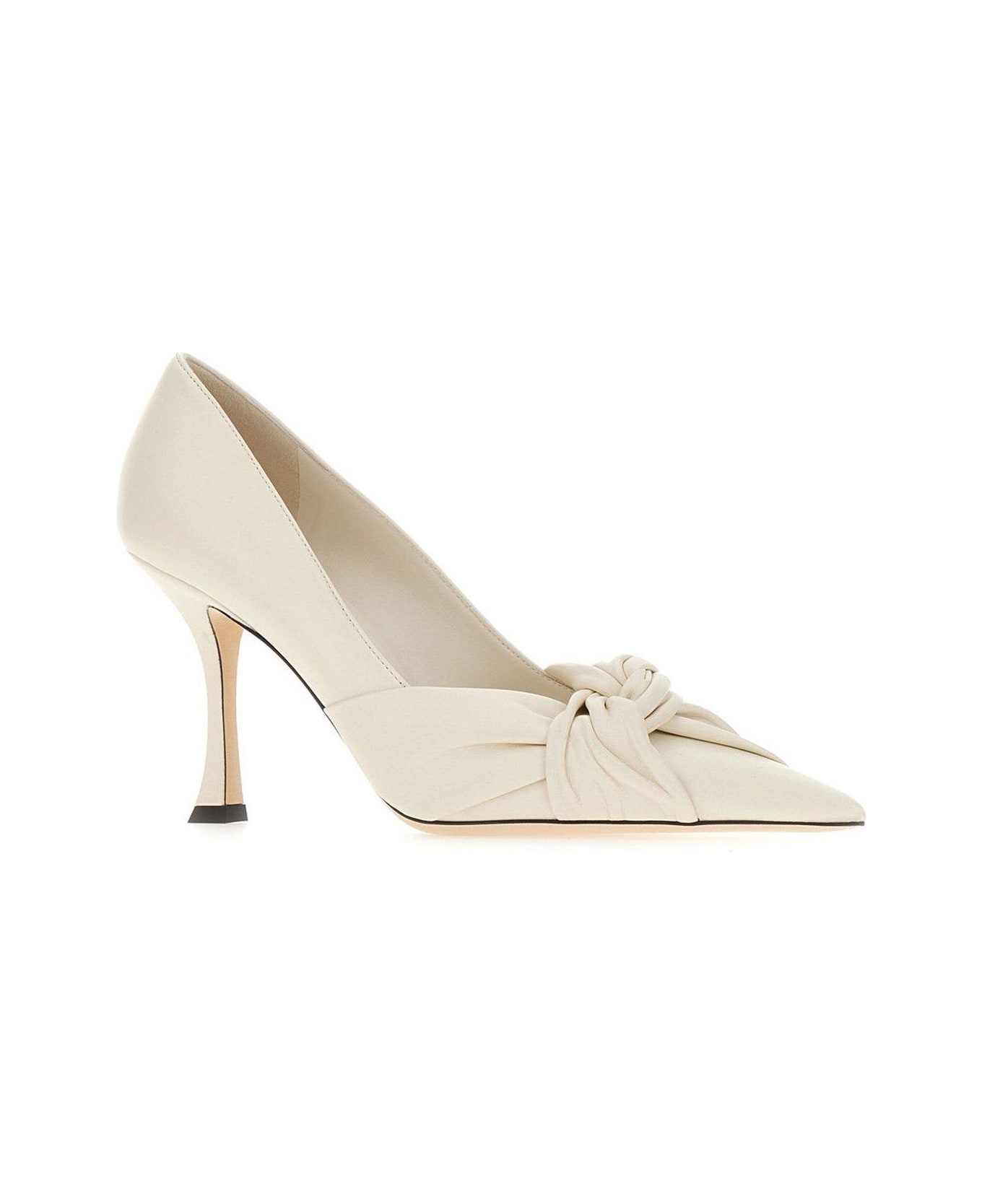Jimmy Choo Hedera 90 Knot-detailed Pointed-toe Pumps - Milk ハイヒール