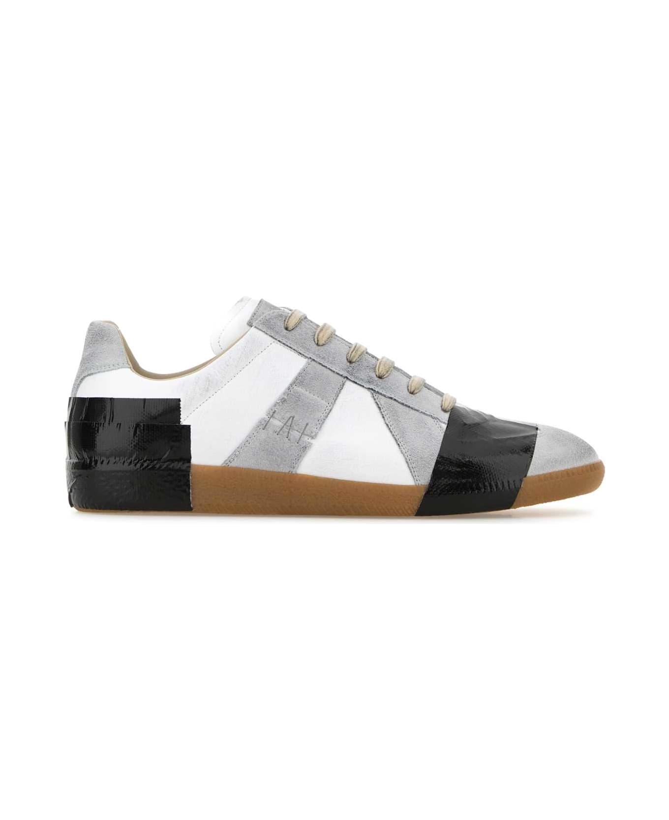 Maison Margiela Multicolor Suede And Leather Replica Sneakers - OFFWHITEBLACK