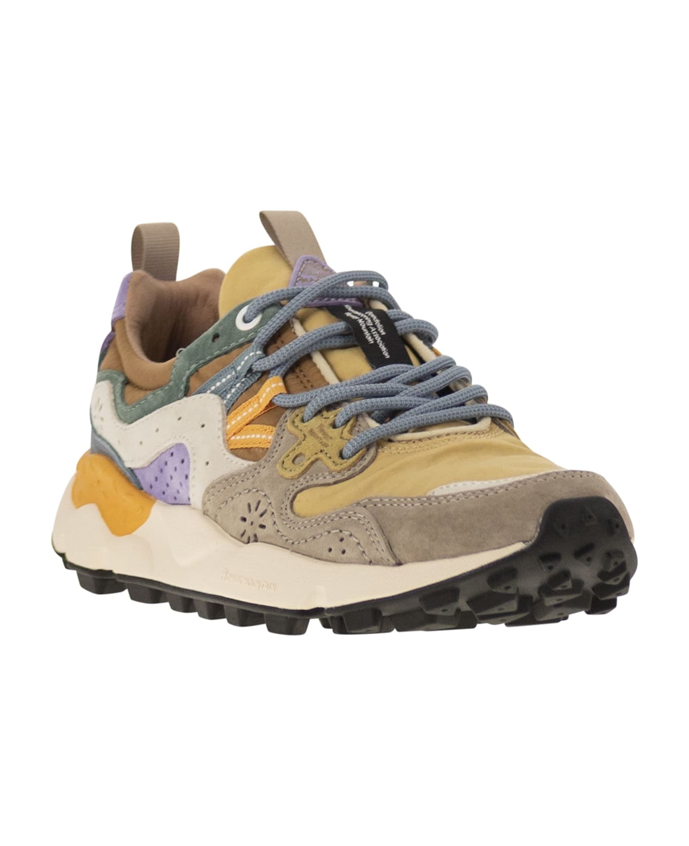 Flower Mountain Yamano 3 - Sneakers In Suede And Technical Fabric - Brown/mustard