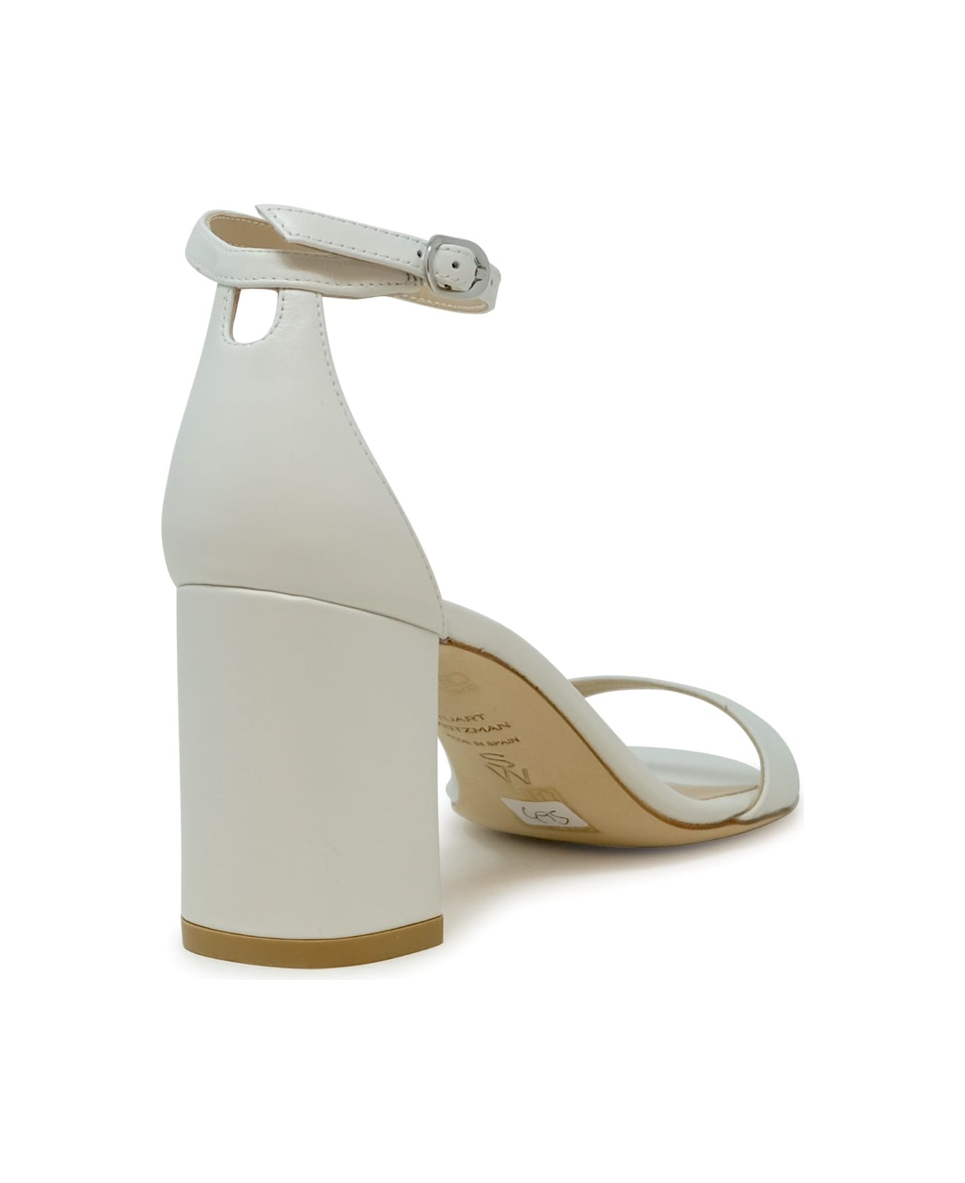 Stuart Weitzman Sk305 White Leather Nudist 75 Block Sandals - WHITE
