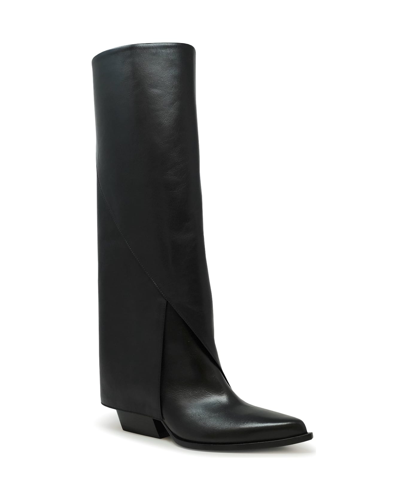 Elena Iachi Black Leather Boots - BLACK