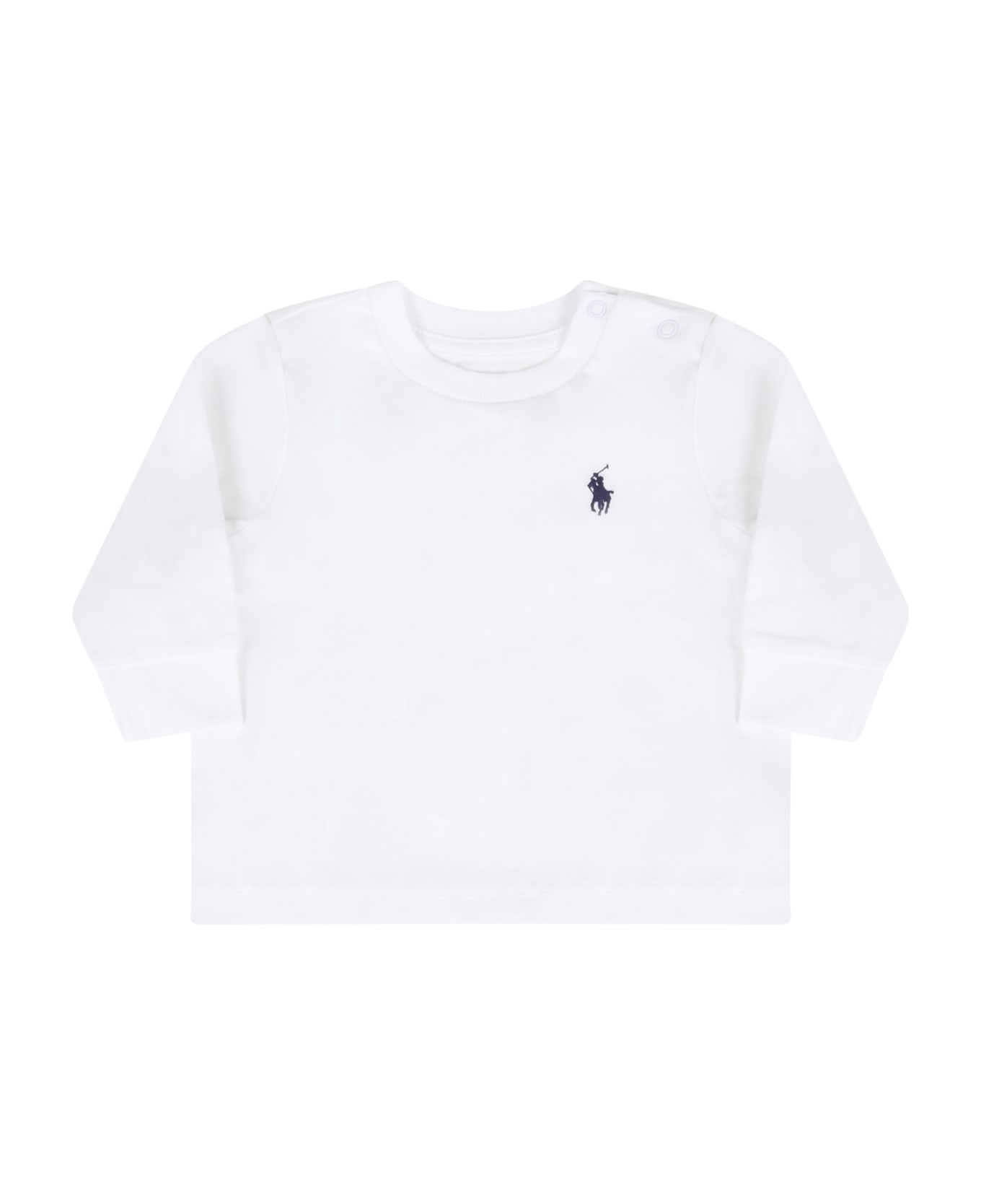 Ralph Lauren White T-shirt For Baby Boy With Pony Logo - White