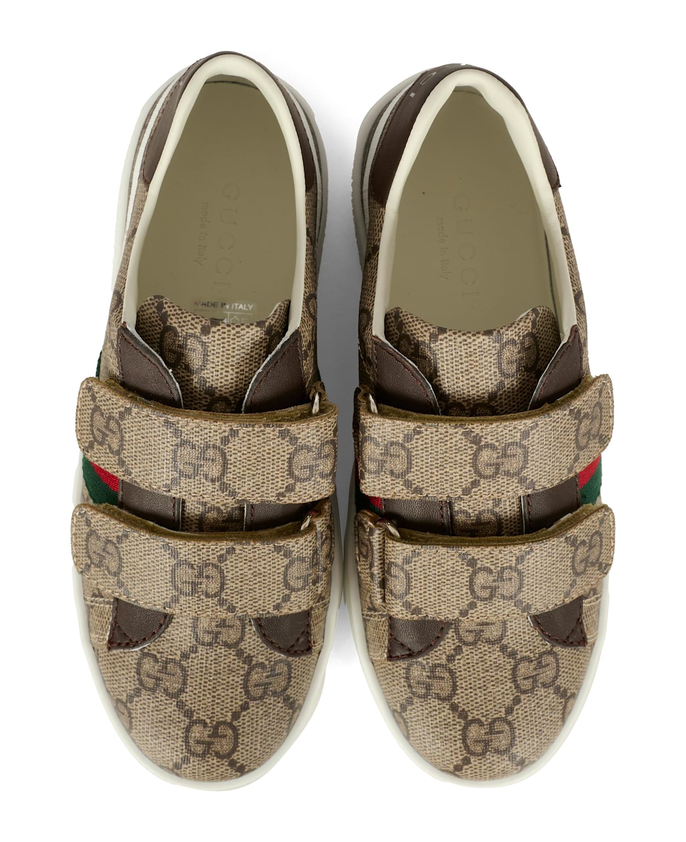 Gucci Beige Ace Sneakers For Kids With Dog - Beige
