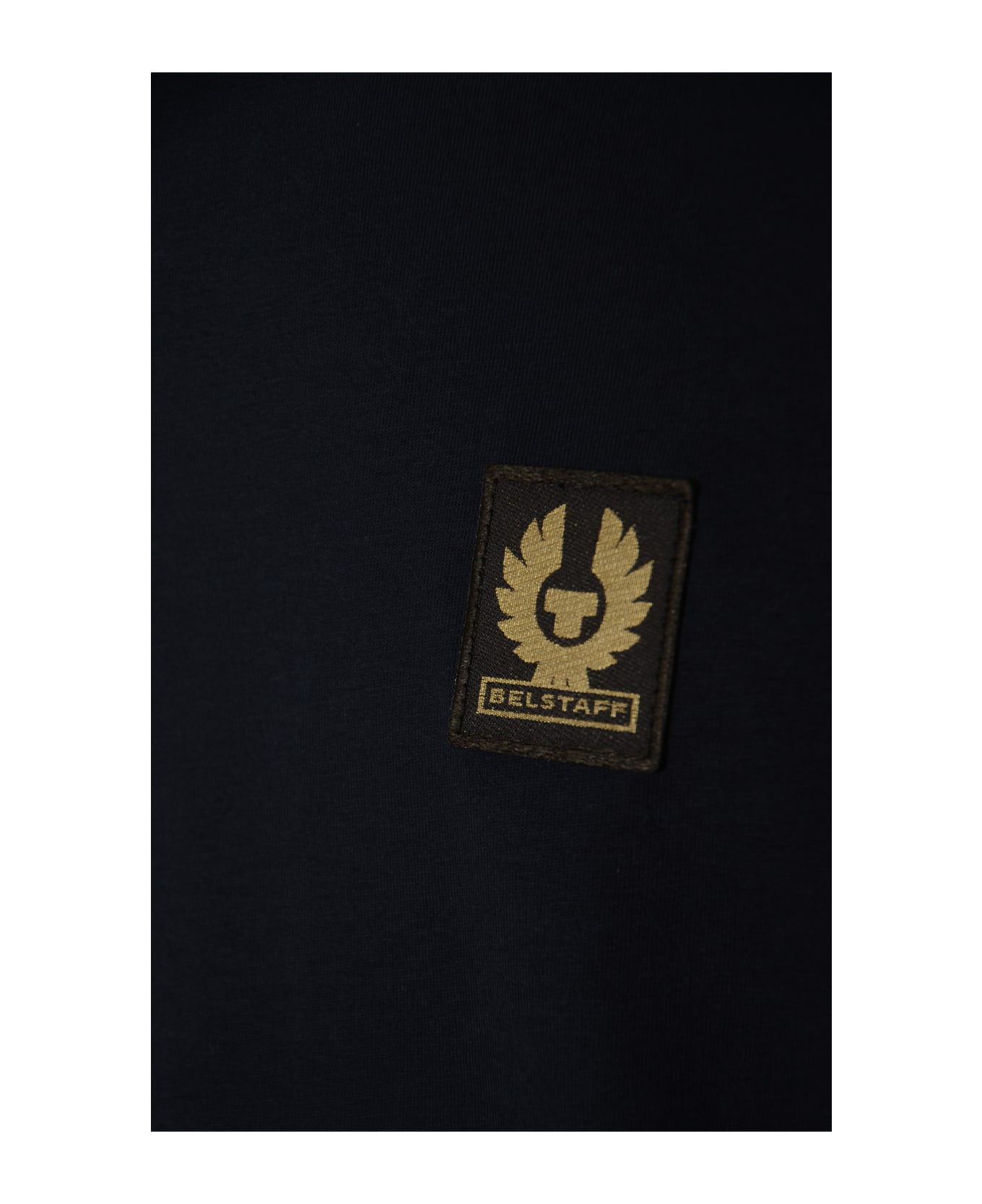 Belstaff Logo Patched Round Neck Plain T-shirt - Dark Ink シャツ