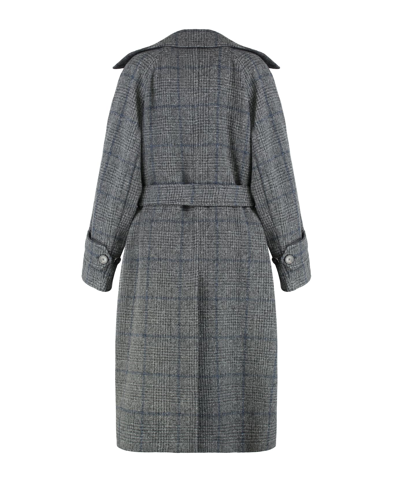 Weekend Max Mara Long Wool Tweed Coat - grey
