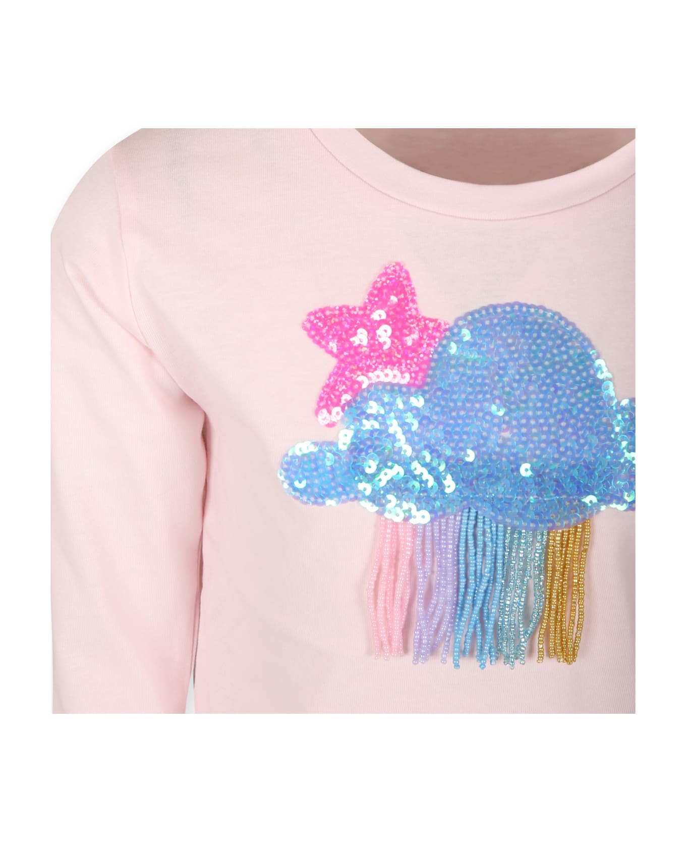 Billieblush Pink T-shirt For Girl With Cluods - Pink