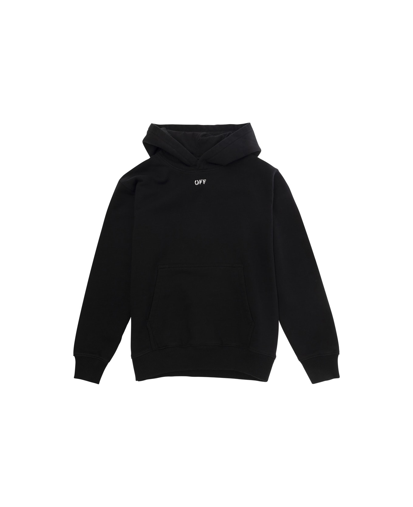 Off-White Black Hoodie With Arrow Print In Cotton Boy - Black
