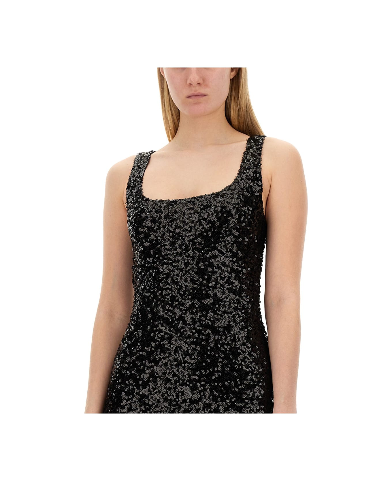 M05CH1N0 Jeans Sequined Dress - BLACK