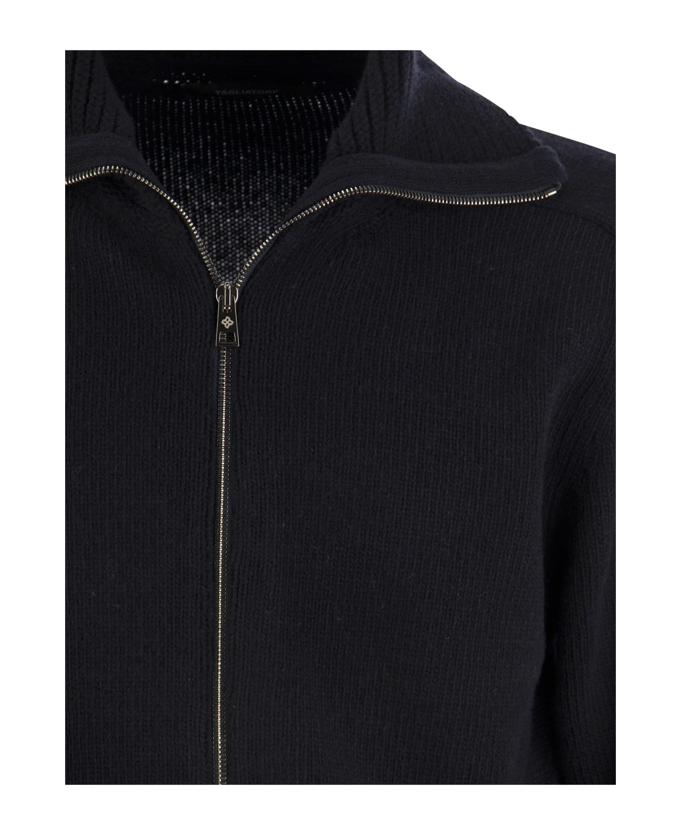 Tagliatore Wool Cardigan With Zip - Navy Blue